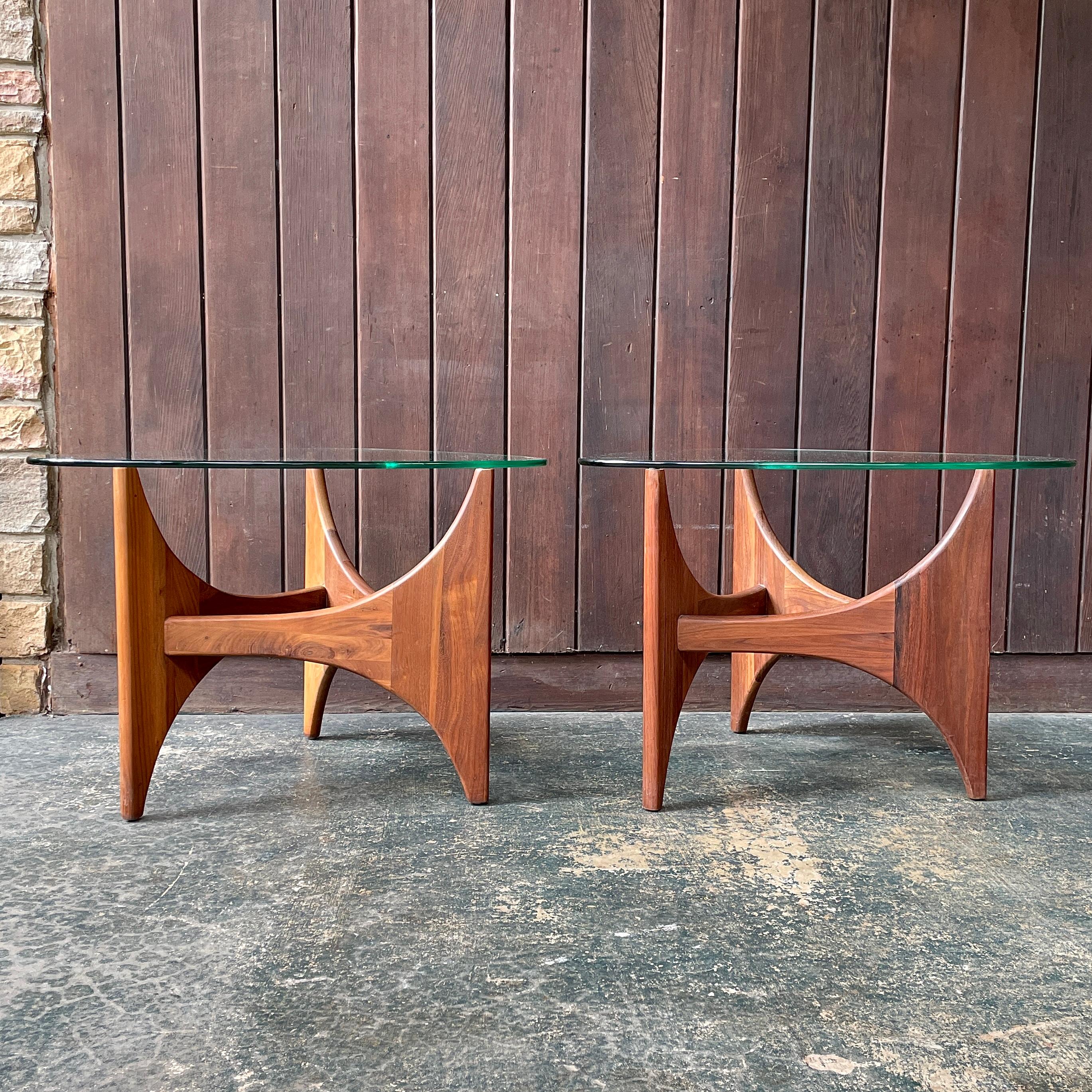 American Rare 60s Adrian Pearsall Walnut Triangular Sofa Side Tables like Isamu Noguchi For Sale