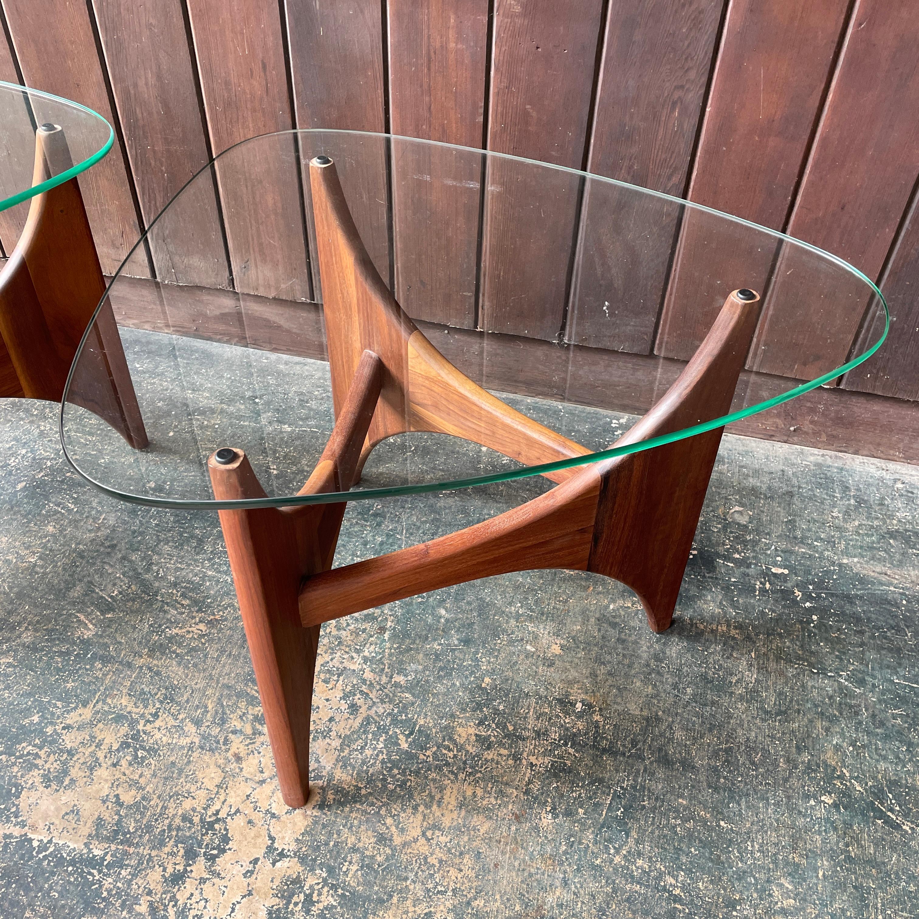 Mid-20th Century Rare 60s Adrian Pearsall Walnut Triangular Sofa Side Tables like Isamu Noguchi For Sale