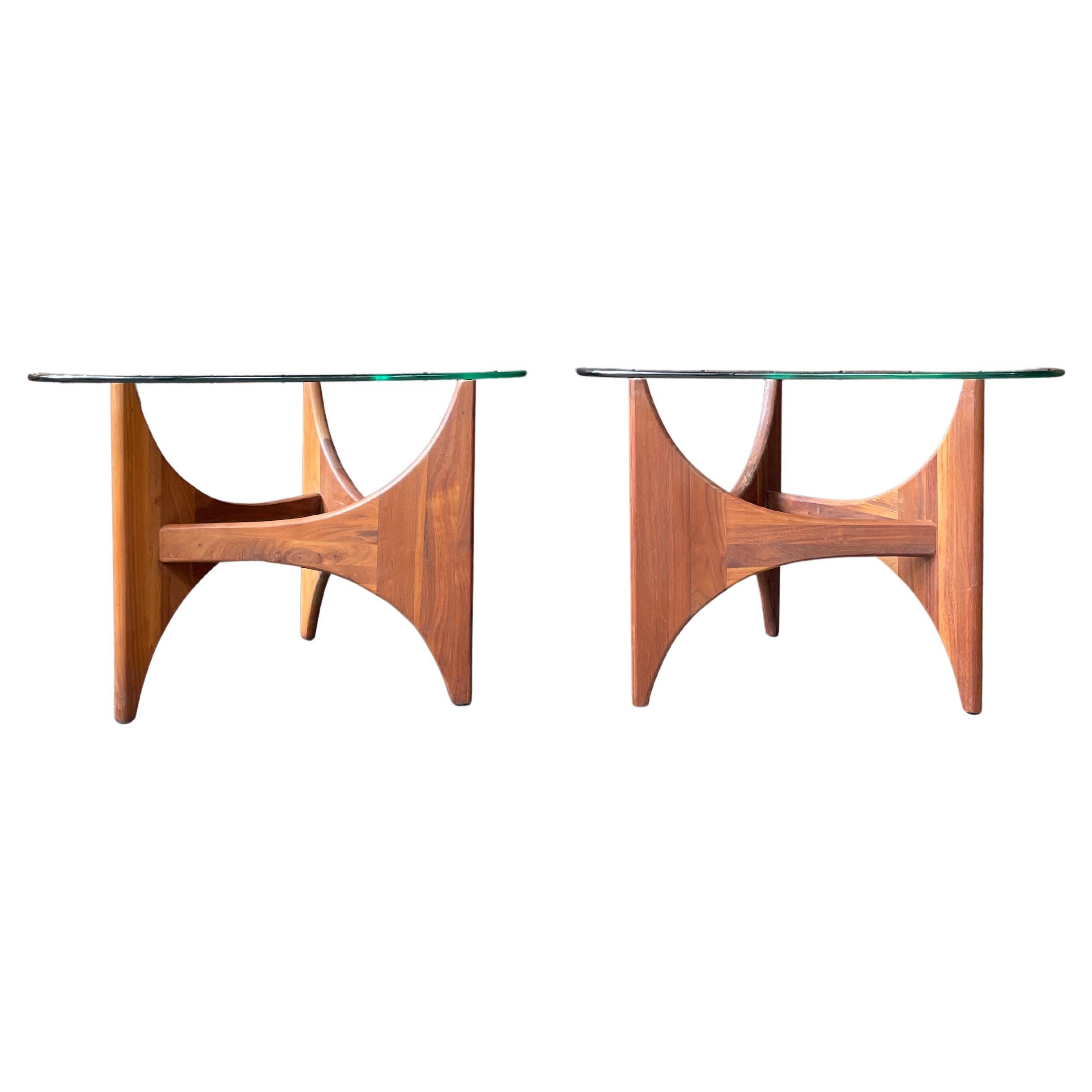 Rare 60s Adrian Pearsall Walnut Triangular Sofa Side Tables like Isamu Noguchi For Sale