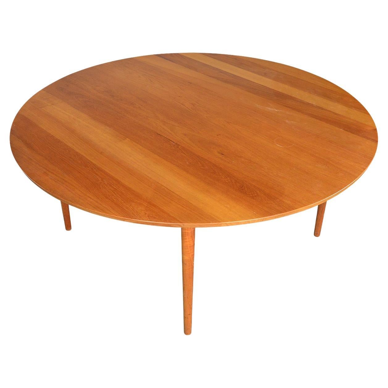 Rare 63" Round Solid Teak Danish Modern Dining Table by Cado and France and Søn For Sale