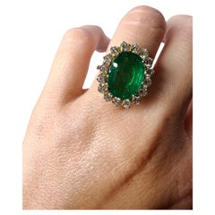 RARO anillo de diamantes esmeralda de 6 ct oro de 18 quilates