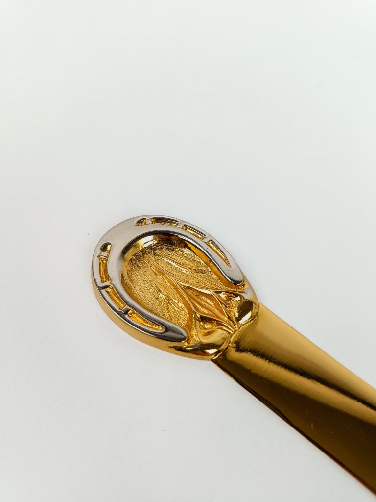 Rare 70s Horseshoe Letter Opener in Brass and Chrome By Gucci With