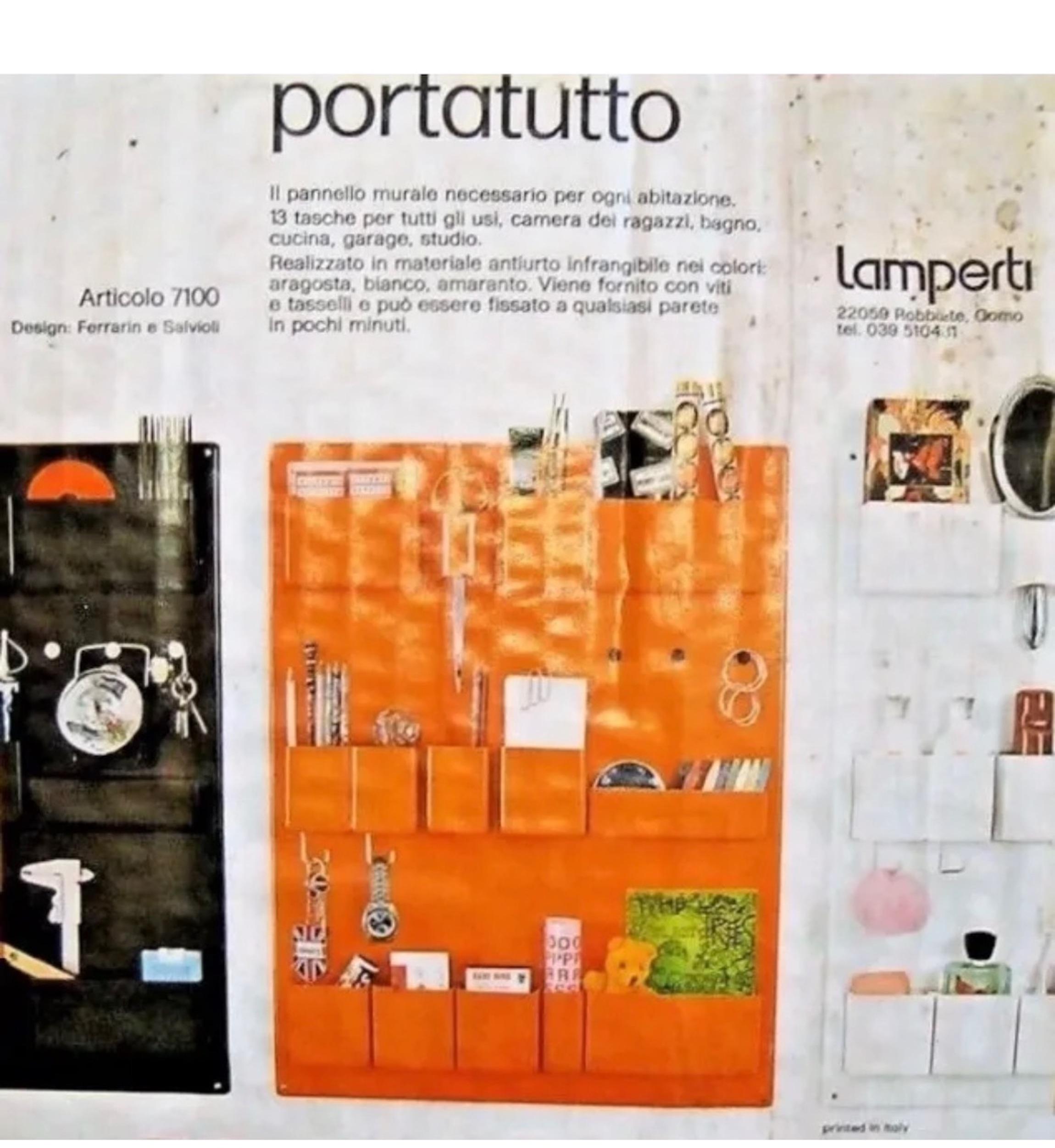 Rare 70s Italian Wall Unit 'Portatutto' by Ferrarin and Salvioli for Lamperti For Sale 4