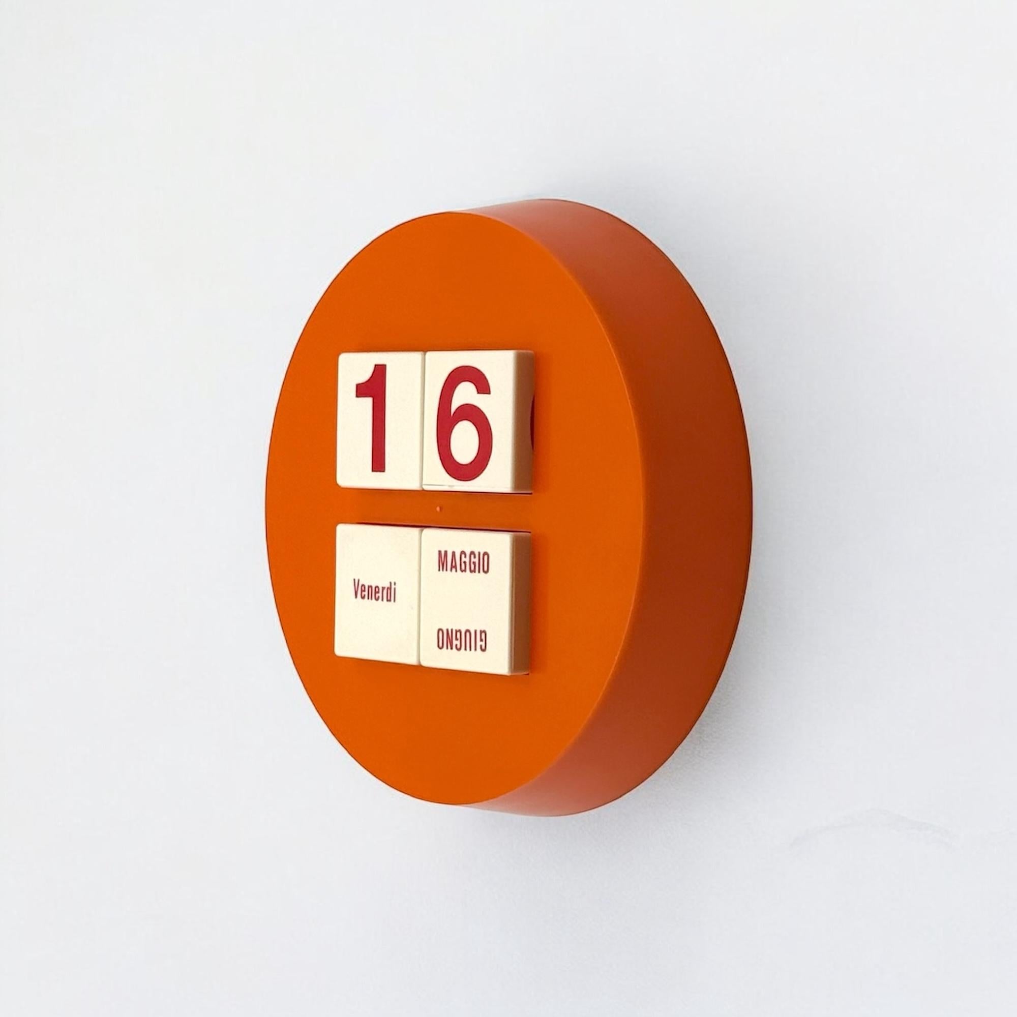 Space Age Raro calendario perpetuo dell'era spaziale degli anni '70 - Design Vintage arancione da collezione