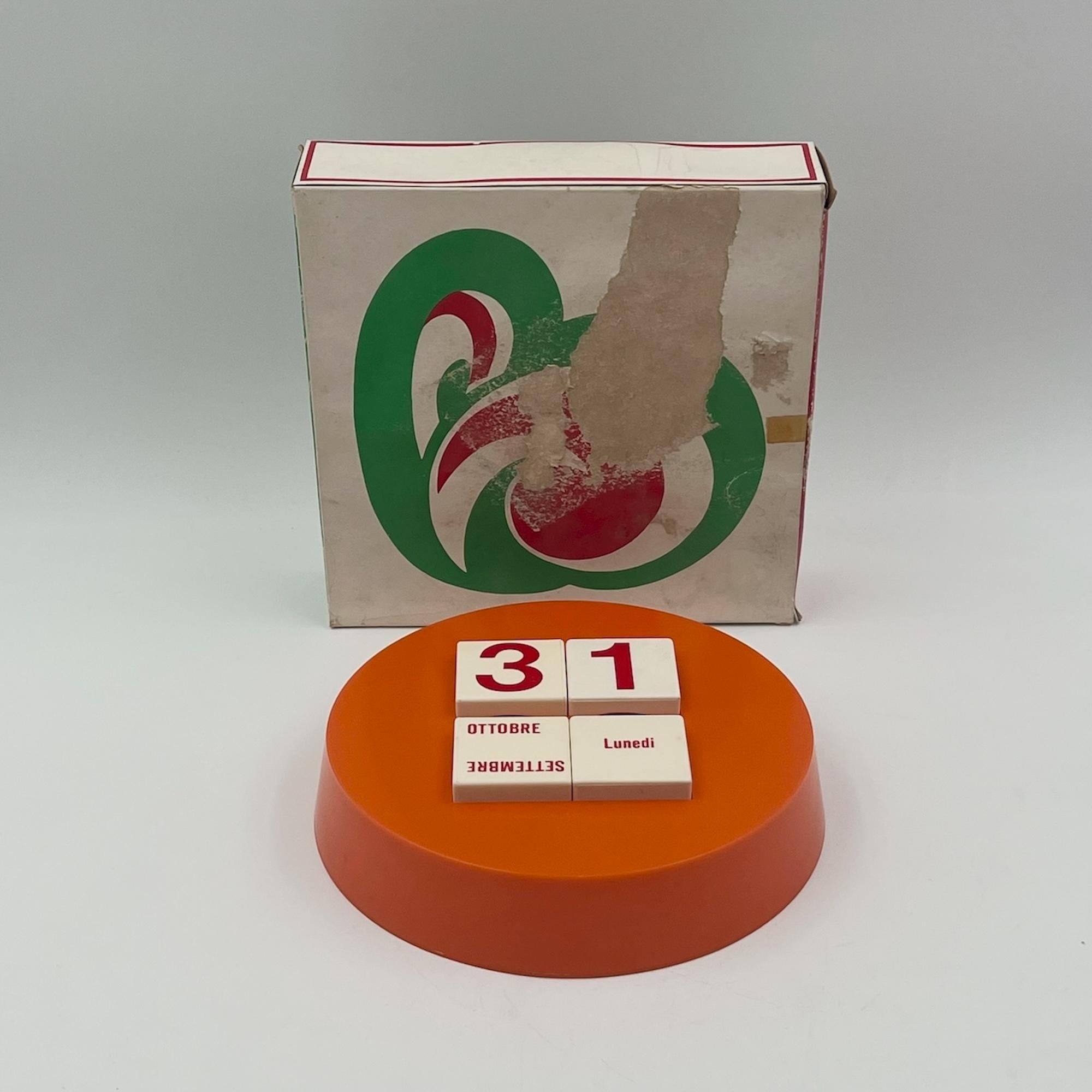 Space Age Raro calendario perpetuo dell'era spaziale degli anni '70 - Design Vintage arancione da collezione