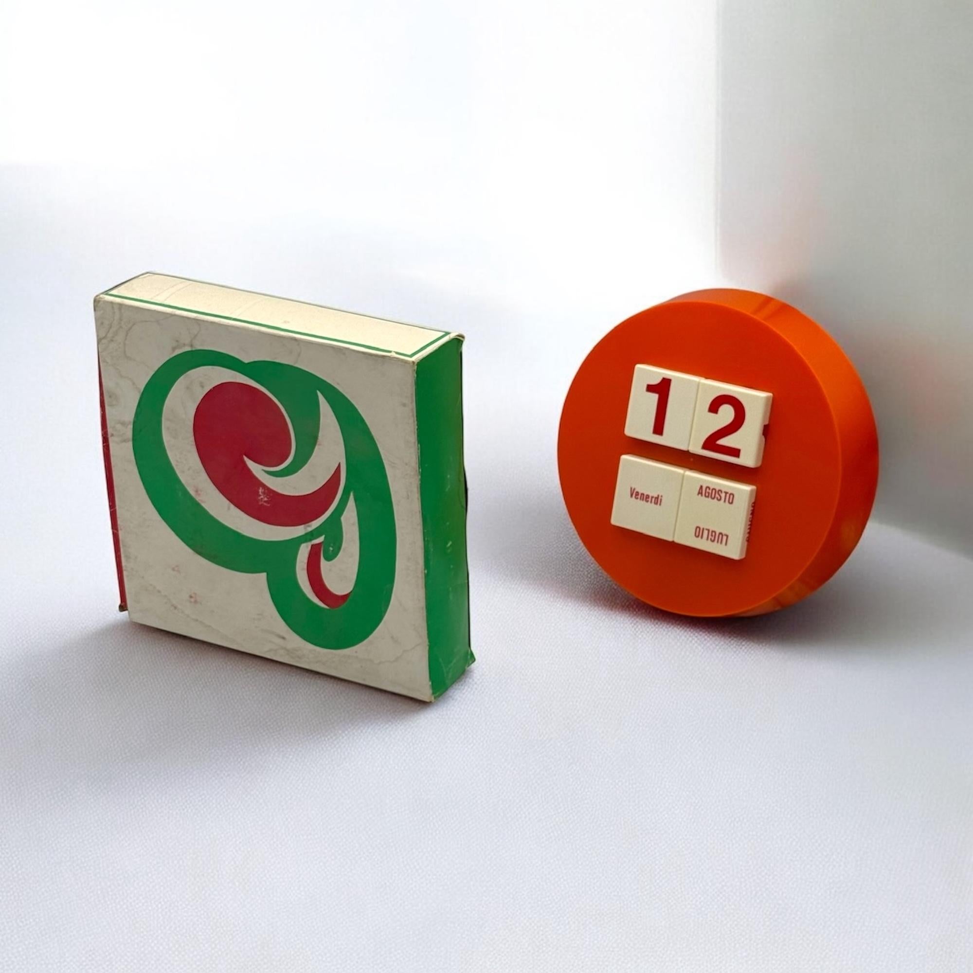 Raro calendario perpetuo dell'era spaziale degli anni '70 - Design Vintage arancione da collezione 2