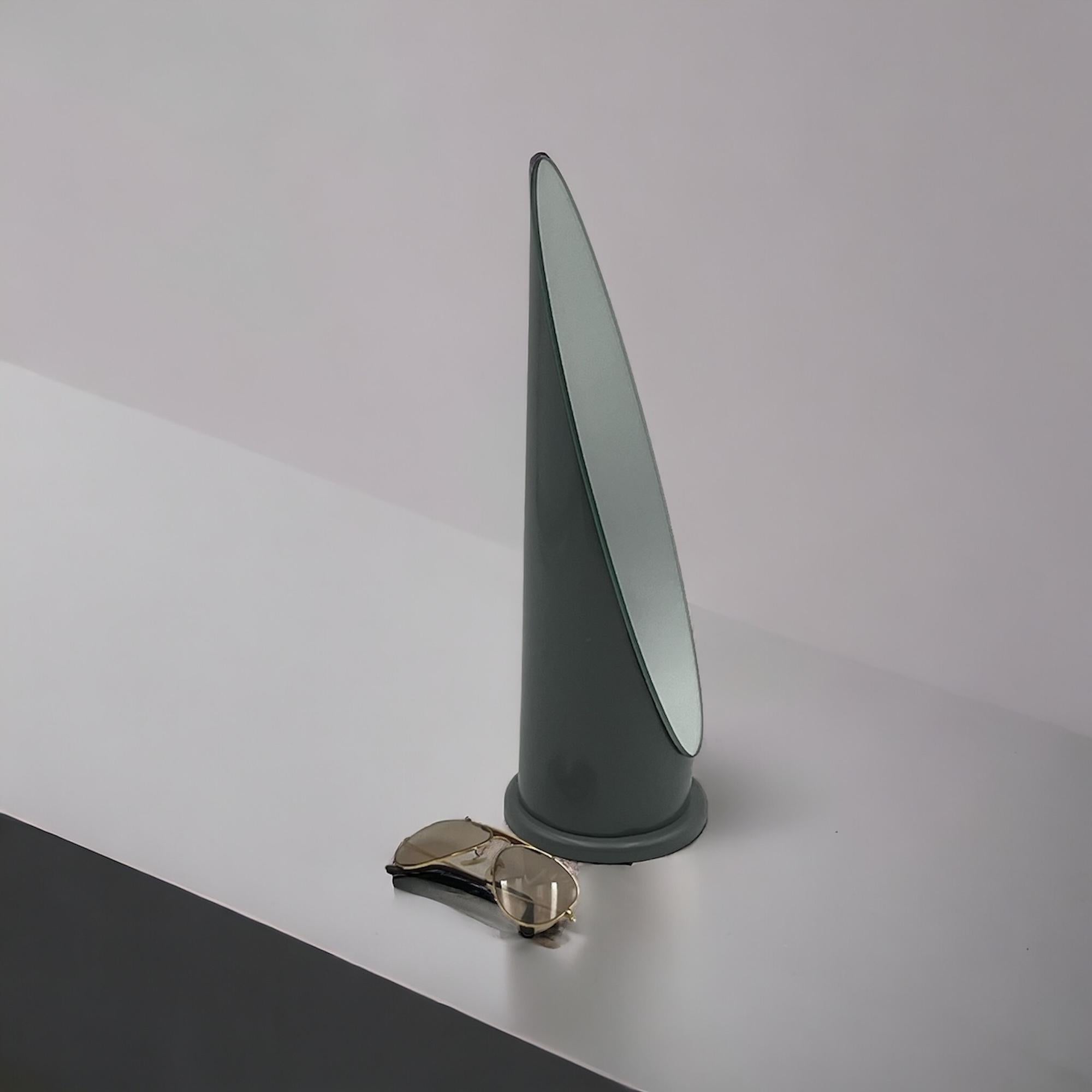 Rare 70s Tabletop Lipstick Mirror in Glossy Grey - Rodolfo Bonetto Design Style 3