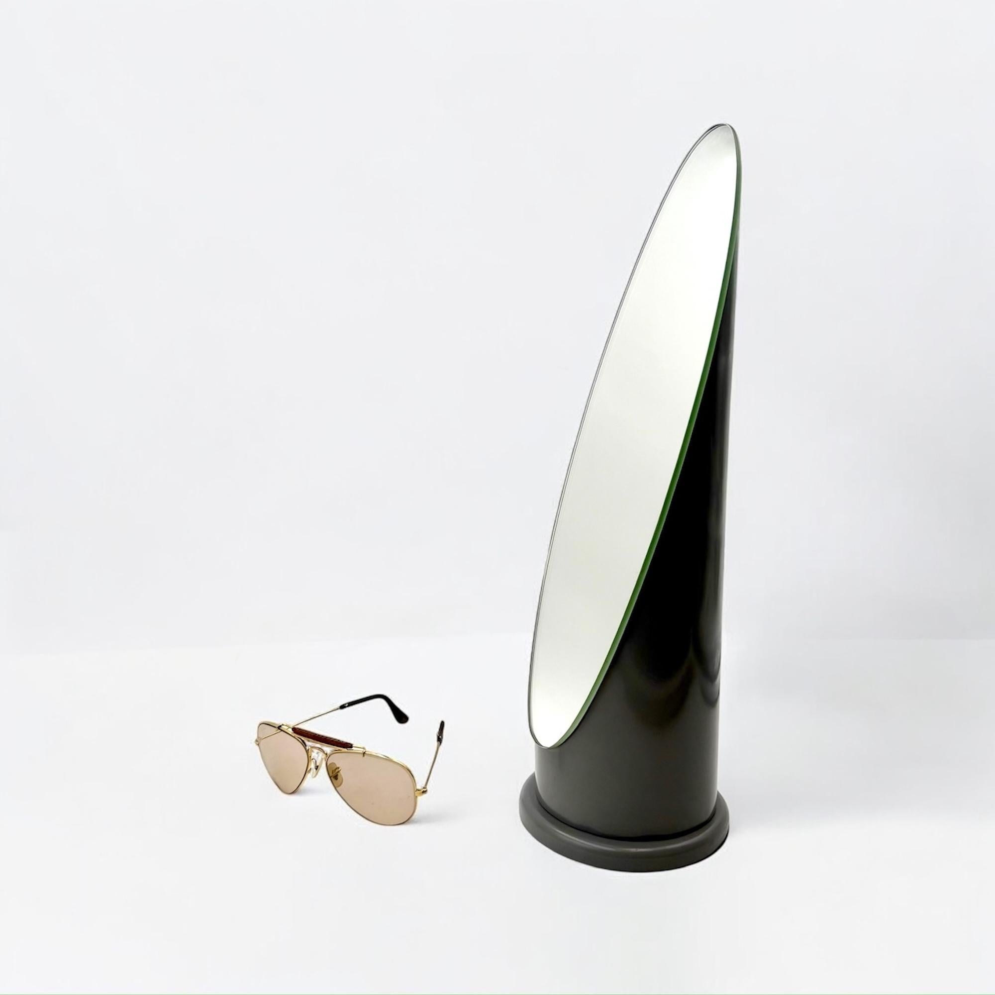Rare 70s Tabletop Lipstick Mirror in Glossy Grey - Rodolfo Bonetto Design Style 4