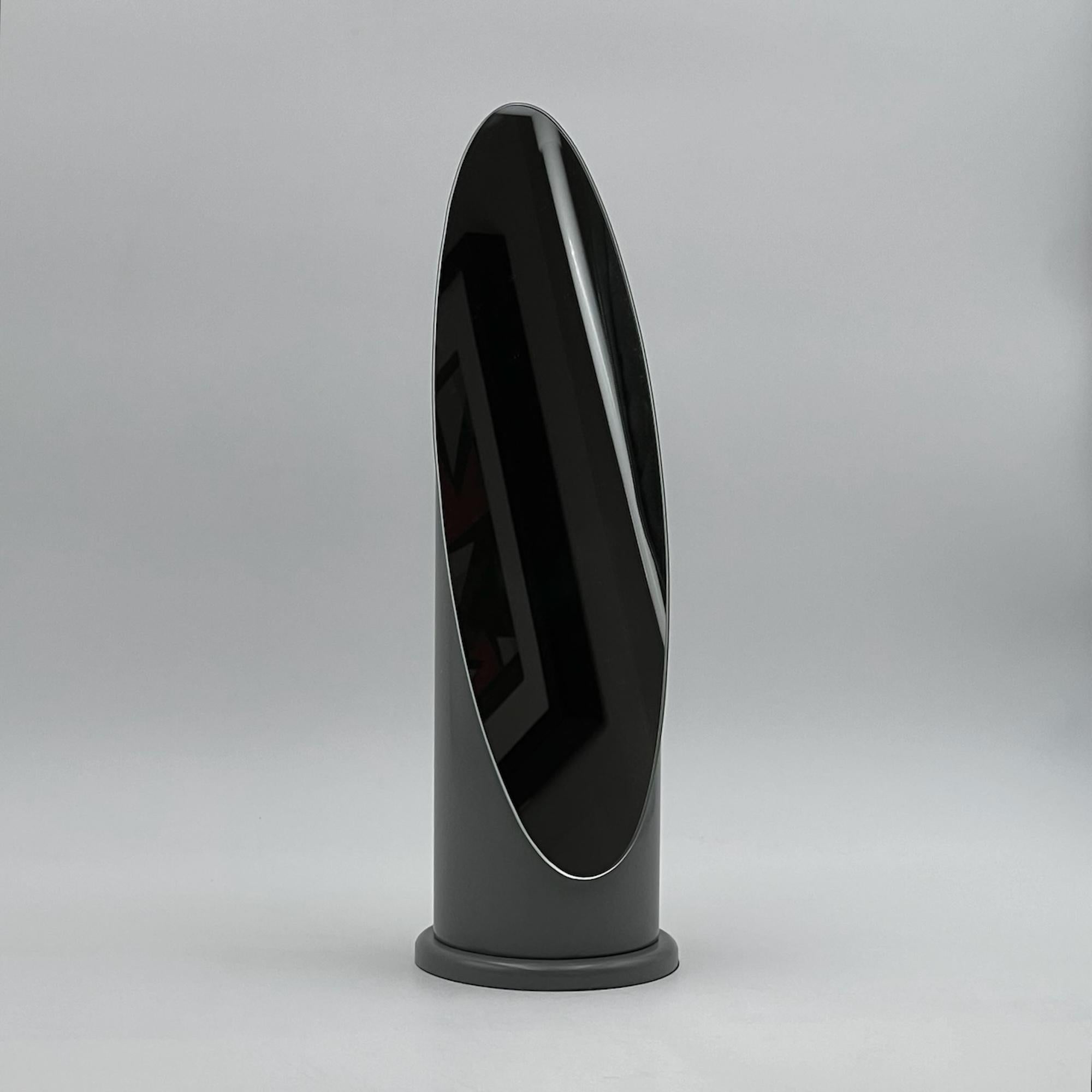 Minimalist Rare 70s Tabletop Lipstick Mirror in Glossy Grey - Rodolfo Bonetto Design Style