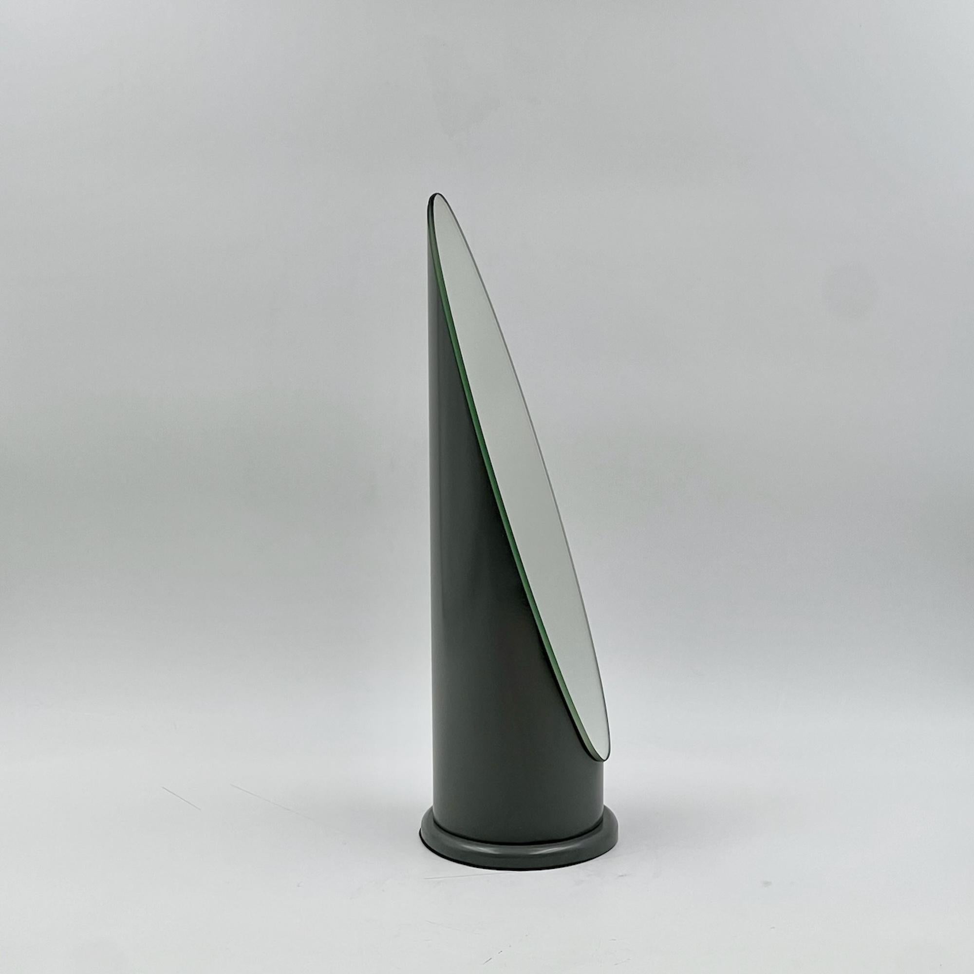 Italian Rare 70s Tabletop Lipstick Mirror in Glossy Grey - Rodolfo Bonetto Design Style