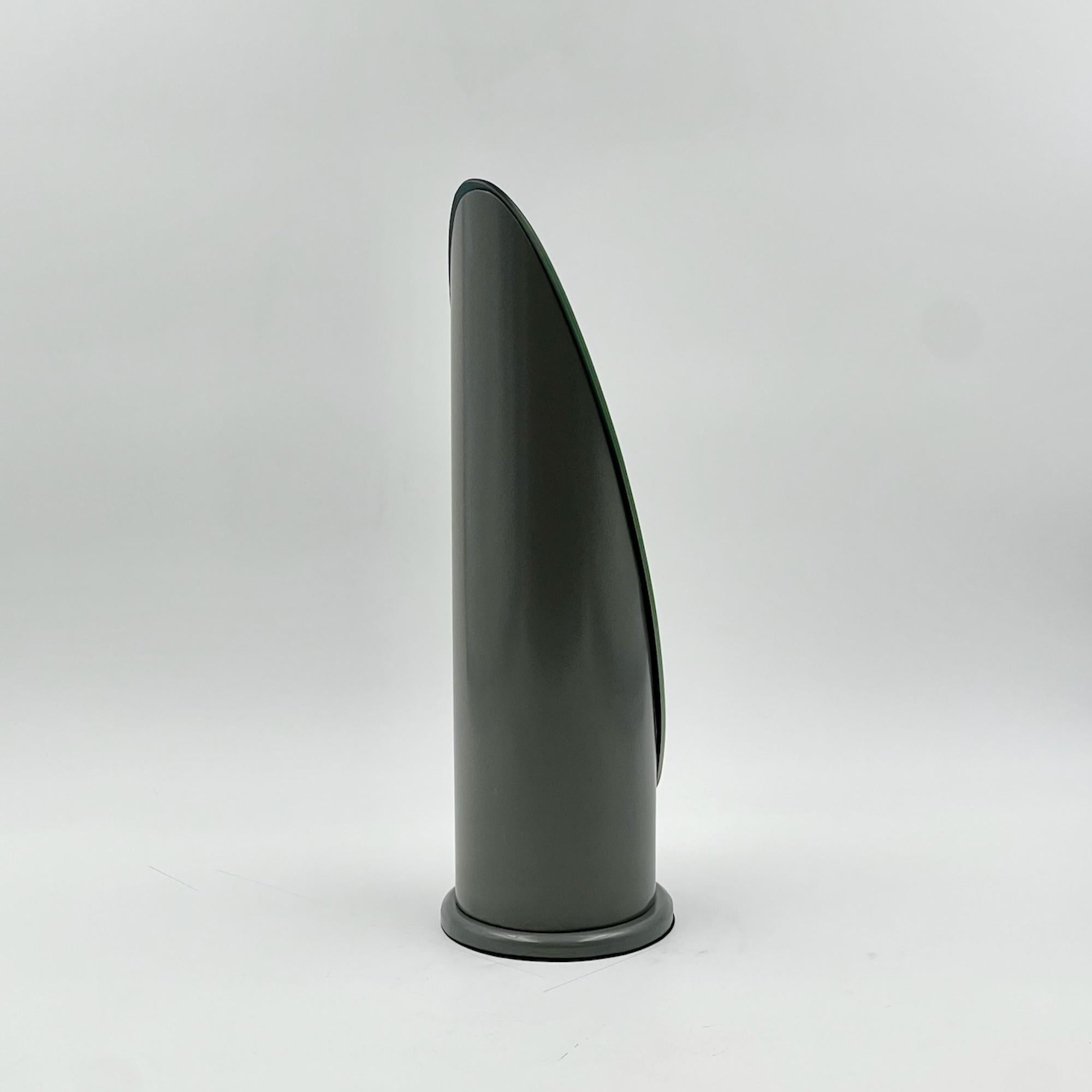 Rare 70s Tabletop Lipstick Mirror in Glossy Grey - Rodolfo Bonetto Design Style In Distressed Condition In San Benedetto Del Tronto, IT
