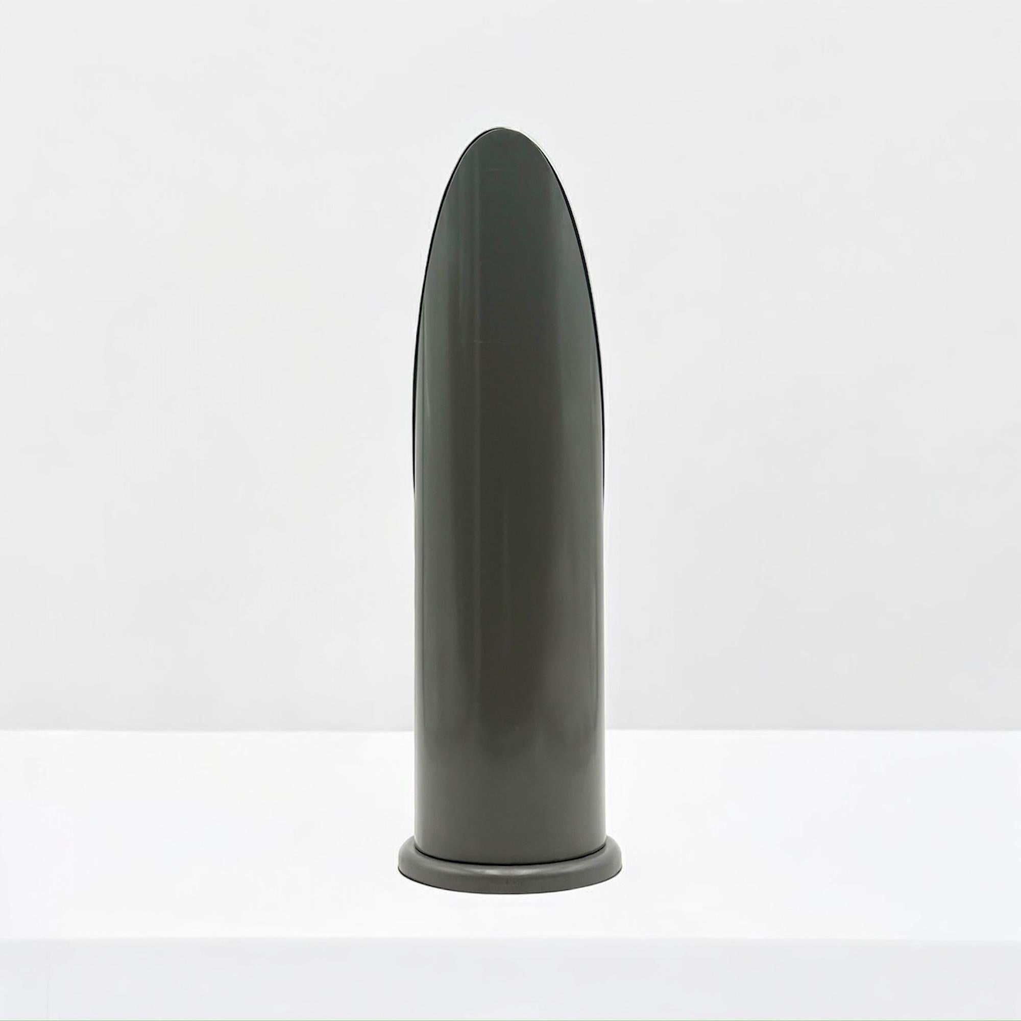 Rare 70s Tabletop Lipstick Mirror in Glossy Grey - Rodolfo Bonetto Design Style In Distressed Condition In San Benedetto Del Tronto, IT