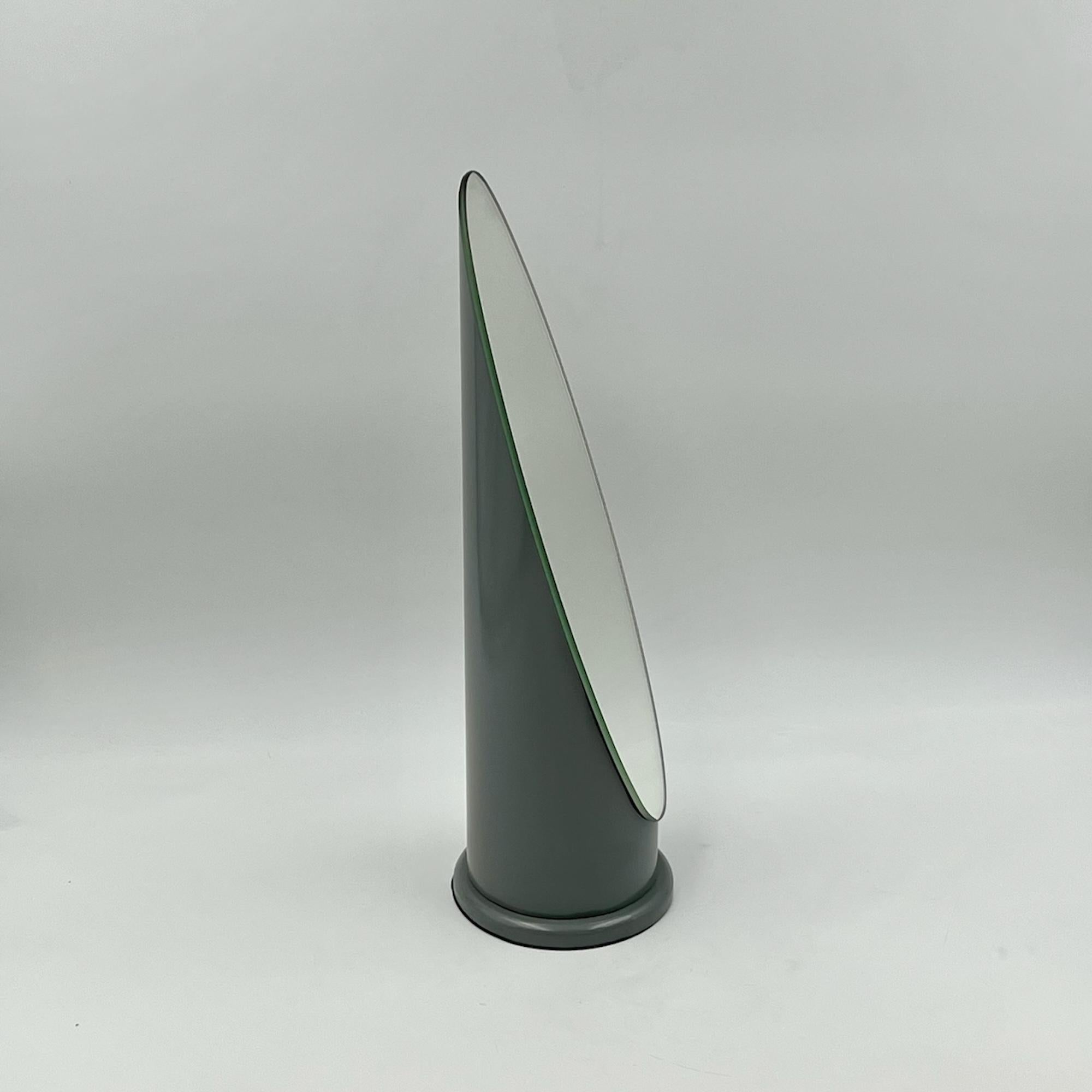 Glass Rare 70s Tabletop Lipstick Mirror in Glossy Grey - Rodolfo Bonetto Design Style