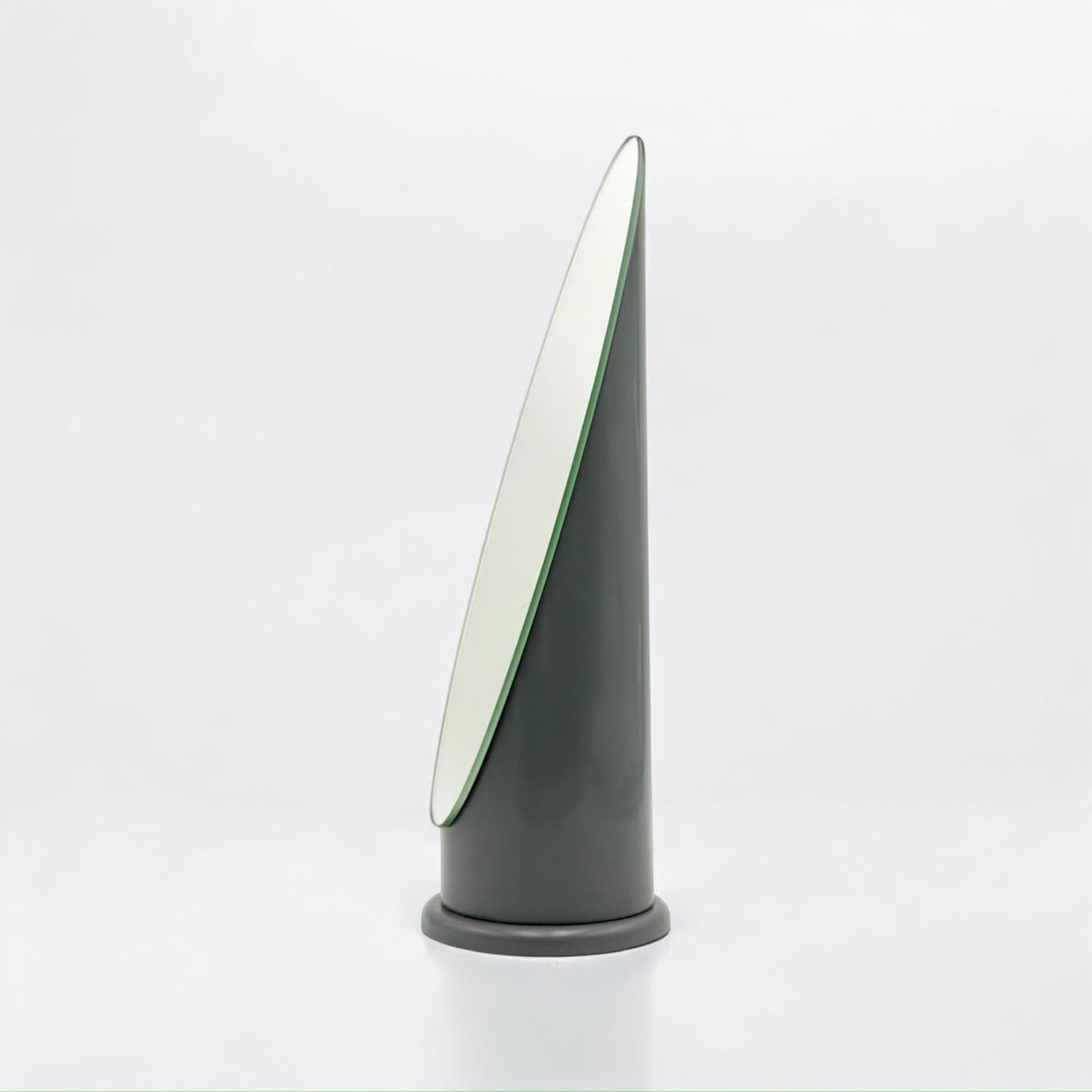 Glass Rare 70s Tabletop Lipstick Mirror in Glossy Grey - Rodolfo Bonetto Design Style