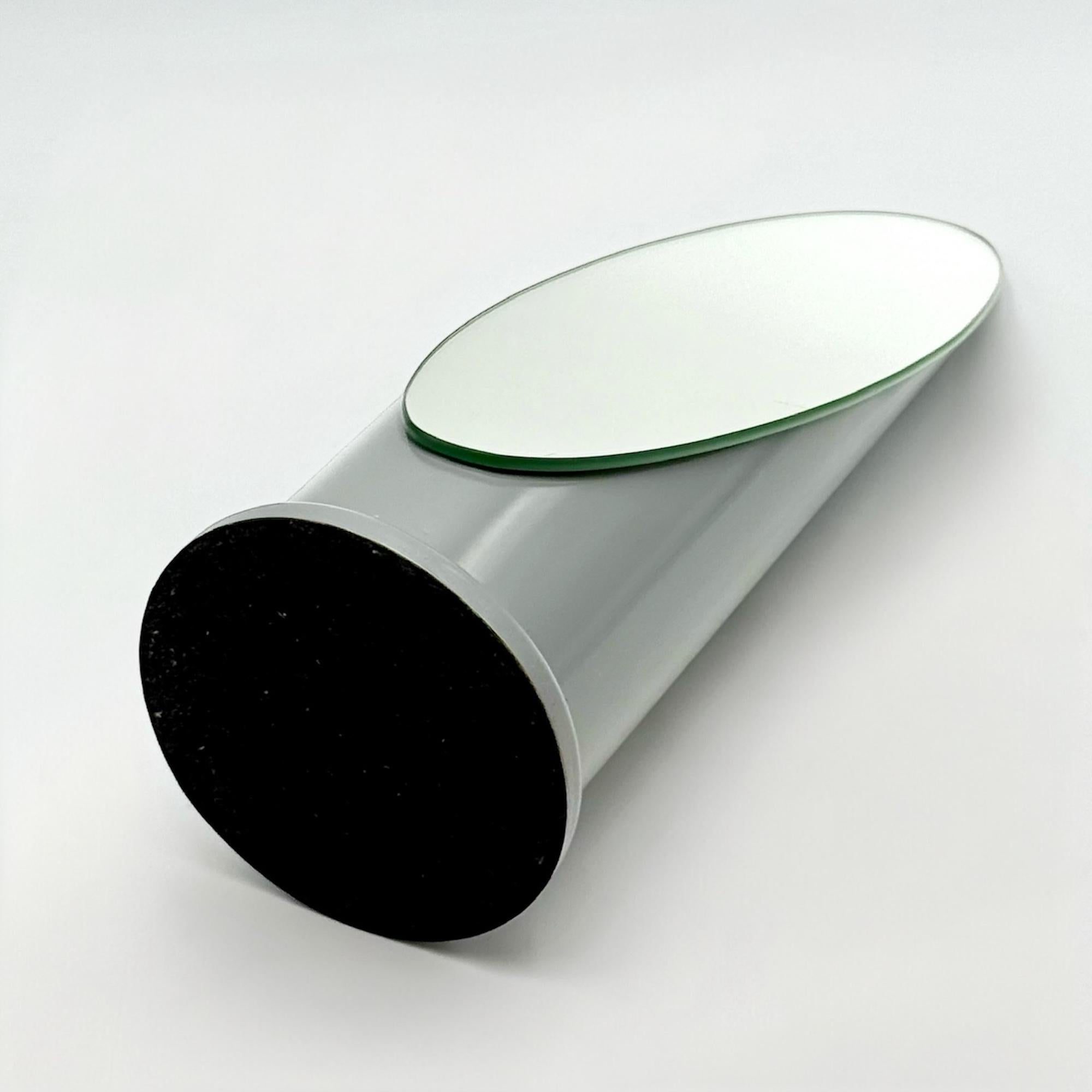 Rare 70s Tabletop Lipstick Mirror in Glossy Grey - Rodolfo Bonetto Design Style 1