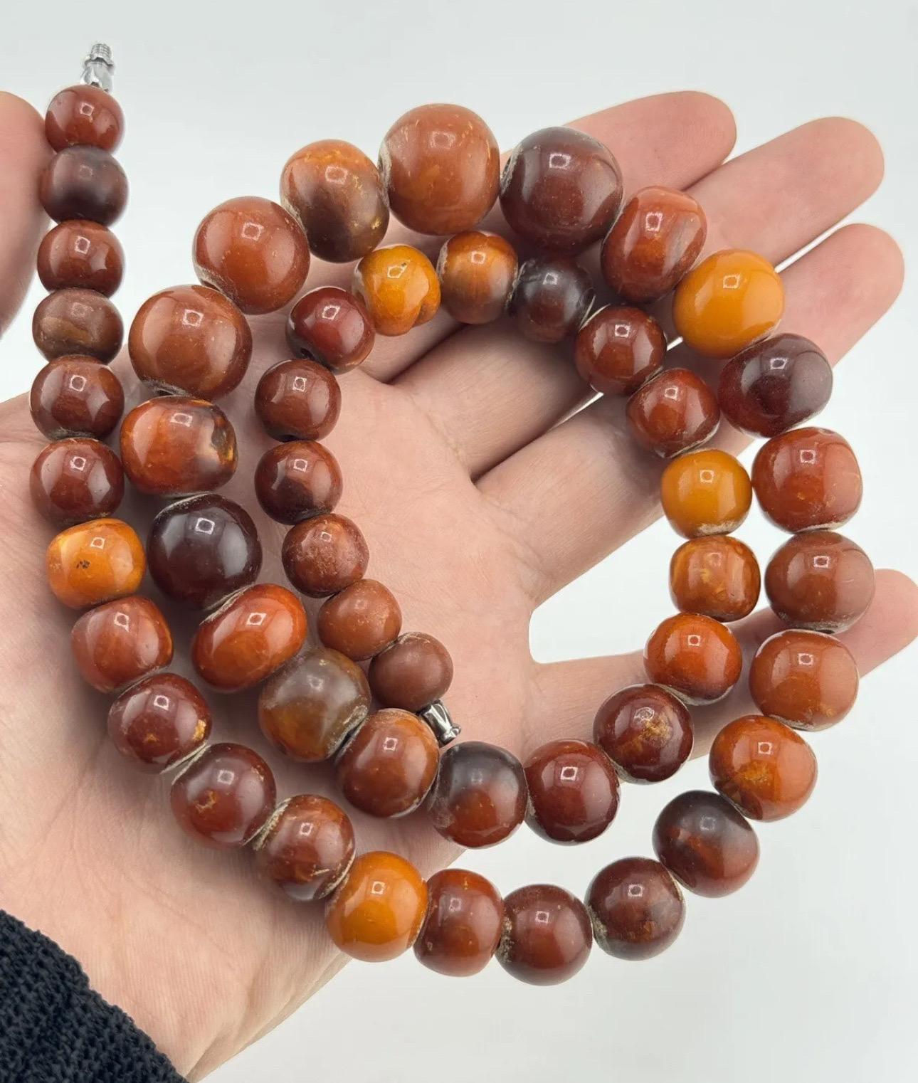 Women's or Men's Rare 72 Grams Of Fine Butterscotch Amber Necklace