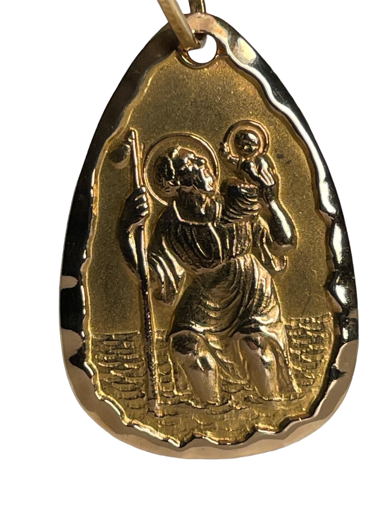 Seltener 750 (18k) Gold Sankt Christophe Religiöser Medaillen-Anhänger (Neorenaissance)