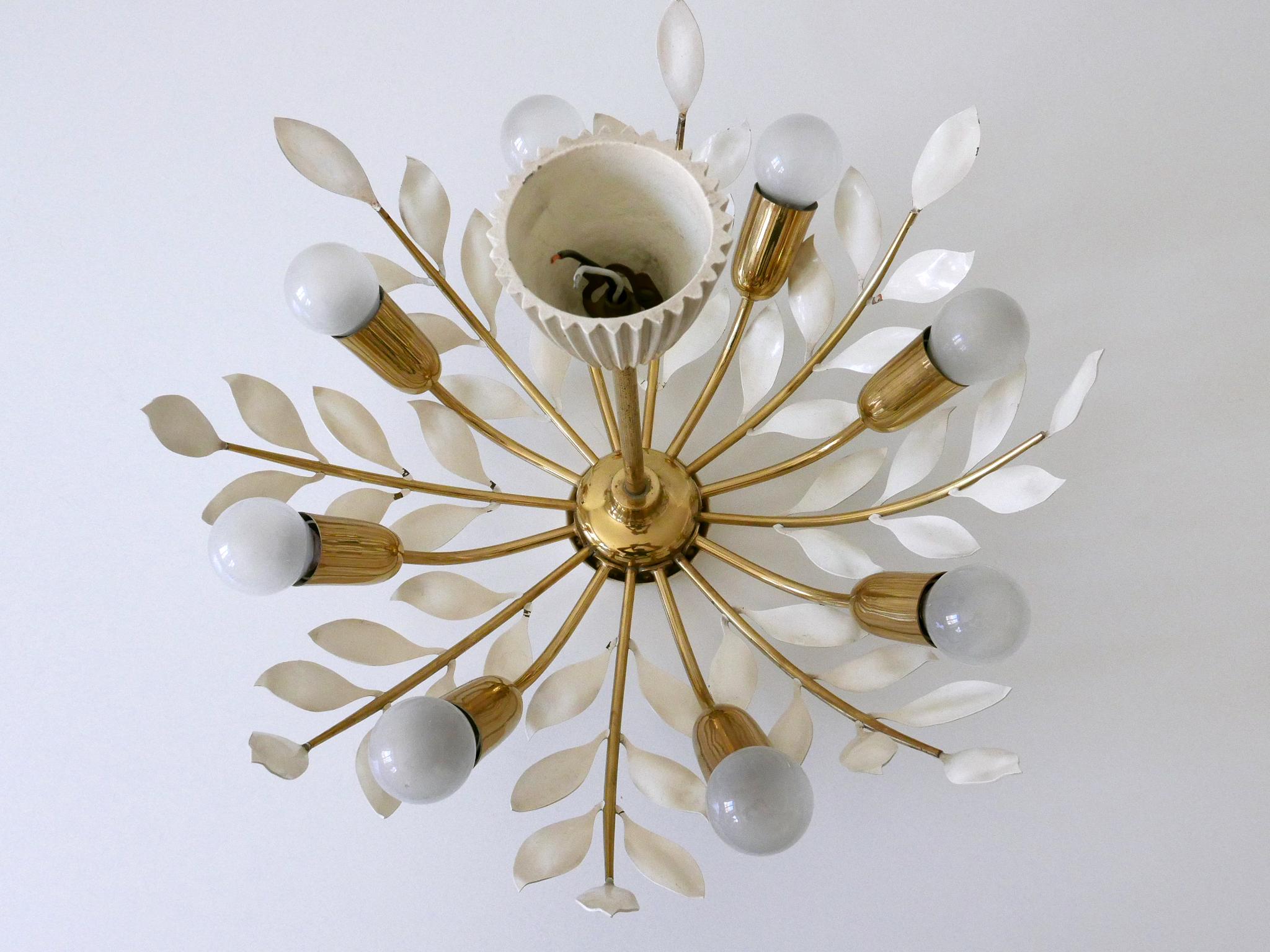 Rare 8-Flamed Sputnik Chandelier or Pendant Lamp by Vereinigte Werkstätten 1950s For Sale 9