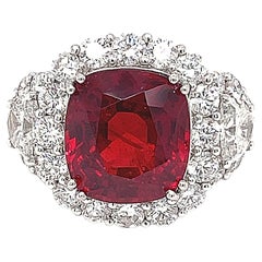 red spinel engagement ring Rare 8.25, 4.57Carat Burma Vivid Red Spinel GRS certified Engagement Ring