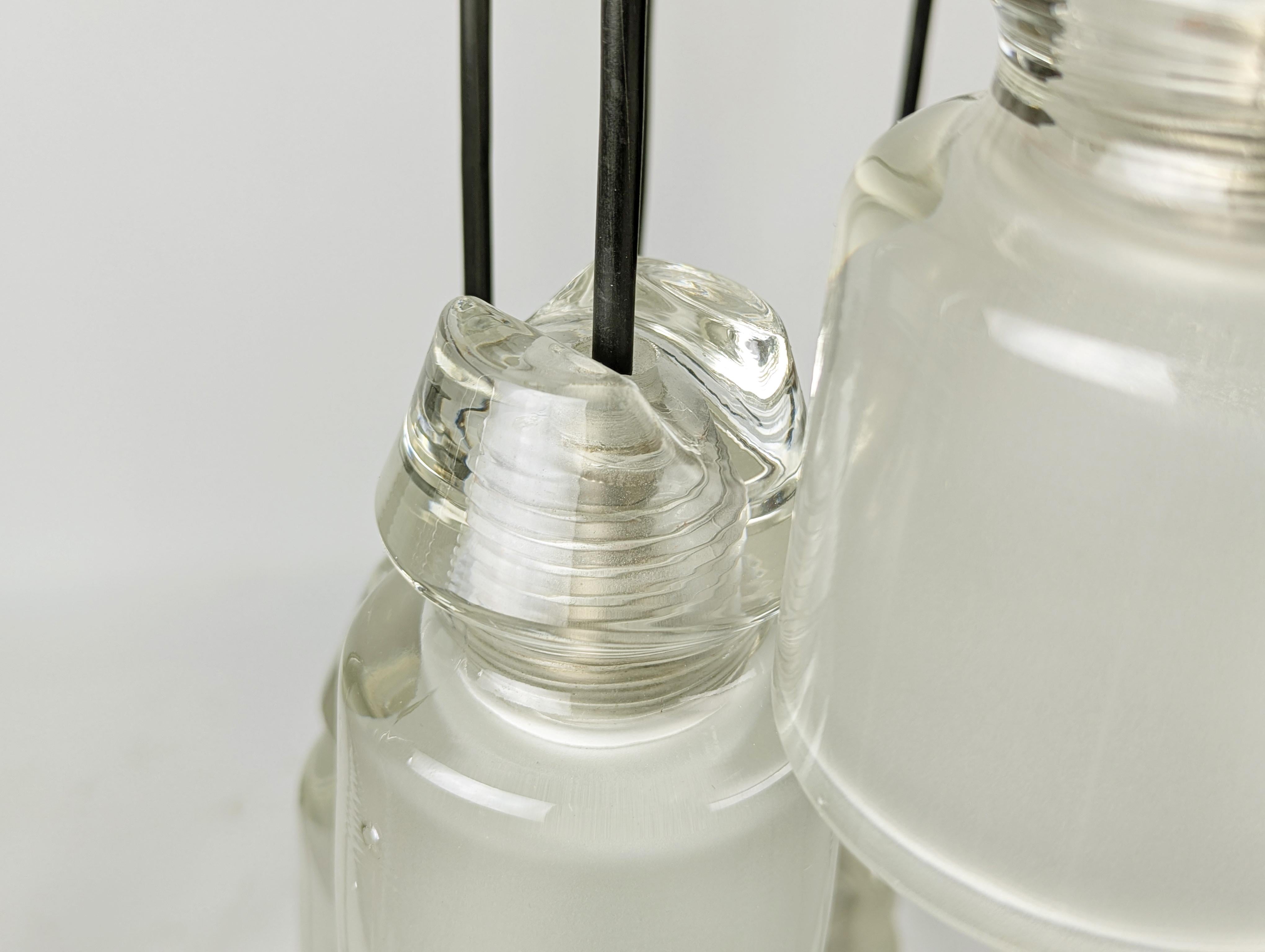 Raro lampadario a 9 luci in metallo placcato a nicchia e vetro modellato di Oluce, anni '60 in vendita 2