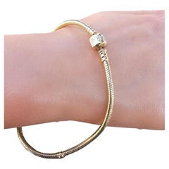 Seltenes 9" Pandora 14k Gold Charm-Armband Momente Schlange 21,3g Barrel-Verschluss