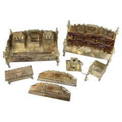 Raro juego de escritorio de 9 piezas Catchpole y Williams LTD, plata de ley 1904 Londres