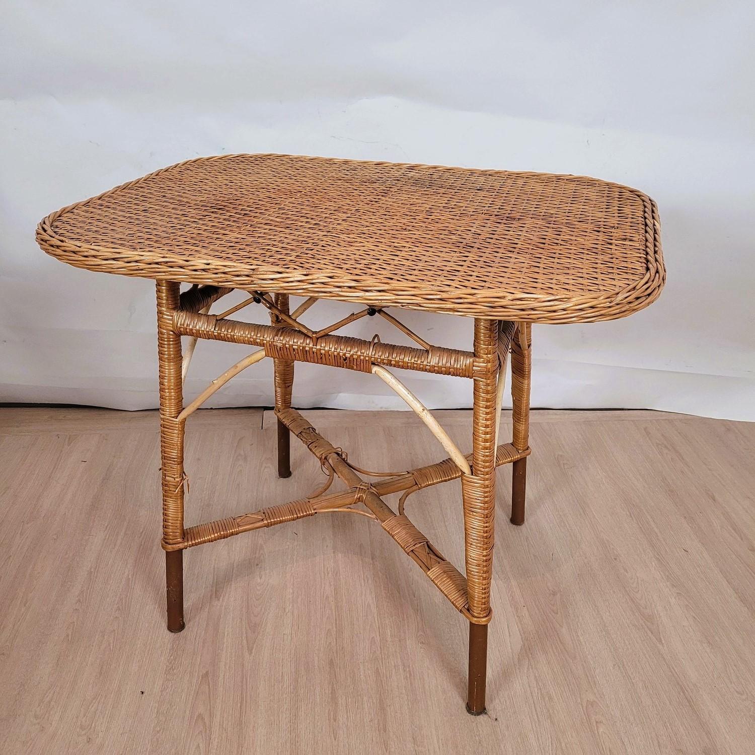 Rare 9 Piece Rattan Living Room Set, Mid 20th Century For Sale 5