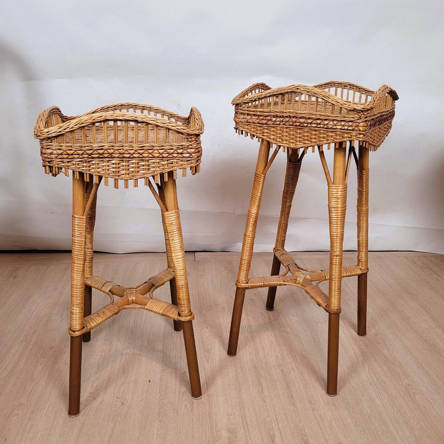 Rare 9 Piece Rattan Living Room Set, Mid 20th Century For Sale 11