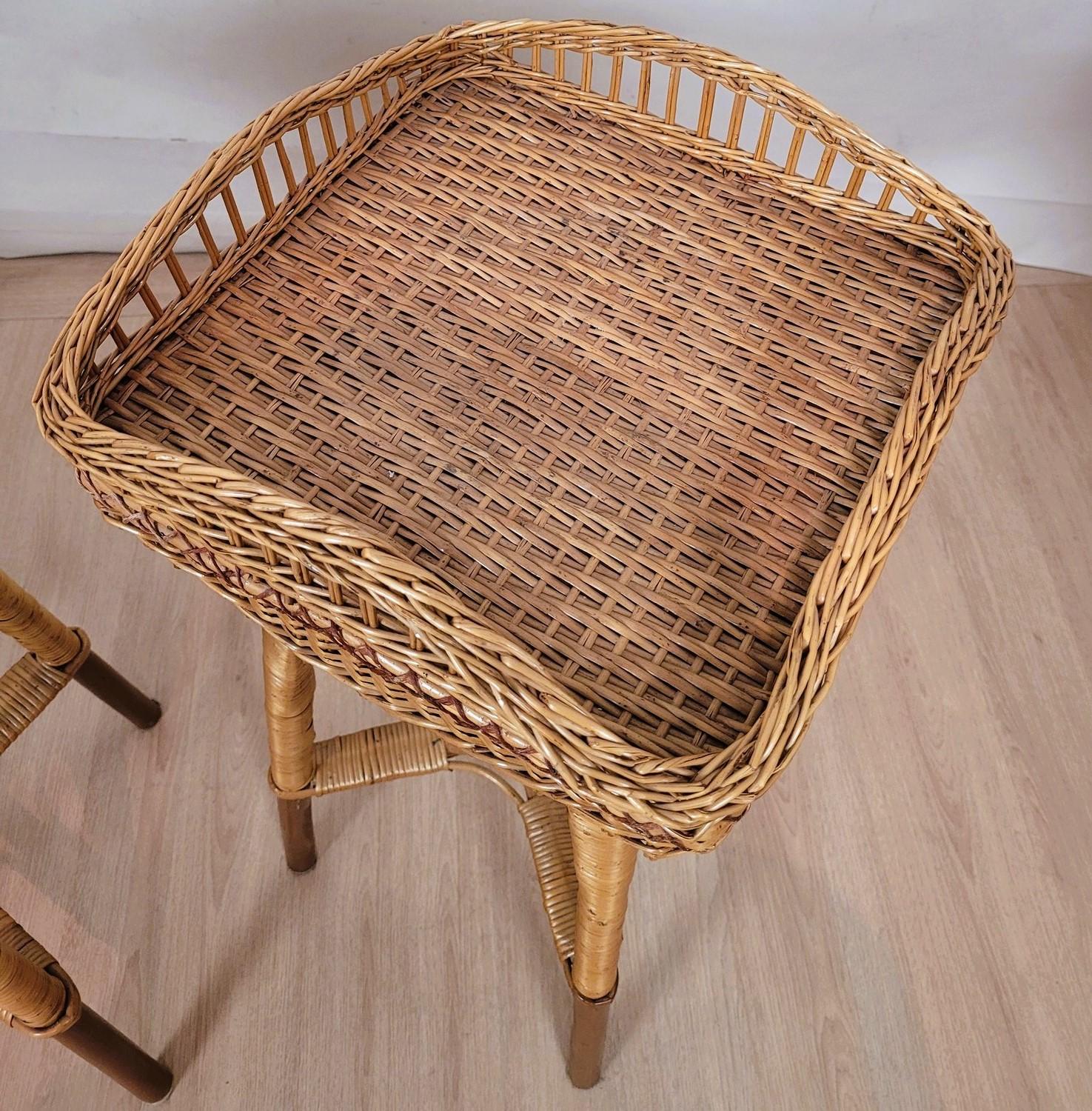 Rare 9 Piece Rattan Living Room Set, Mid 20th Century For Sale 12