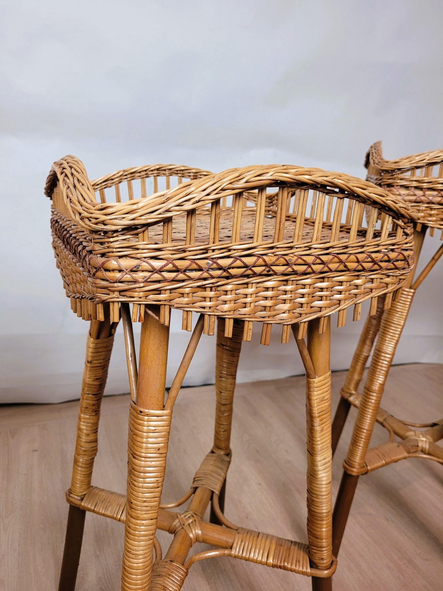 Rare 9 Piece Rattan Living Room Set, Mid 20th Century For Sale 13