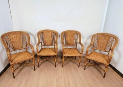 Rare 9 Piece Rattan Living Room Set, Mid 20th Century