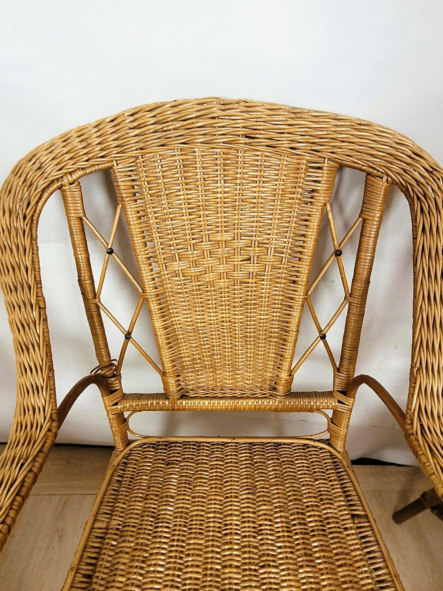 French Rare 9 Piece Rattan Living Room Set, Mid 20th Century For Sale