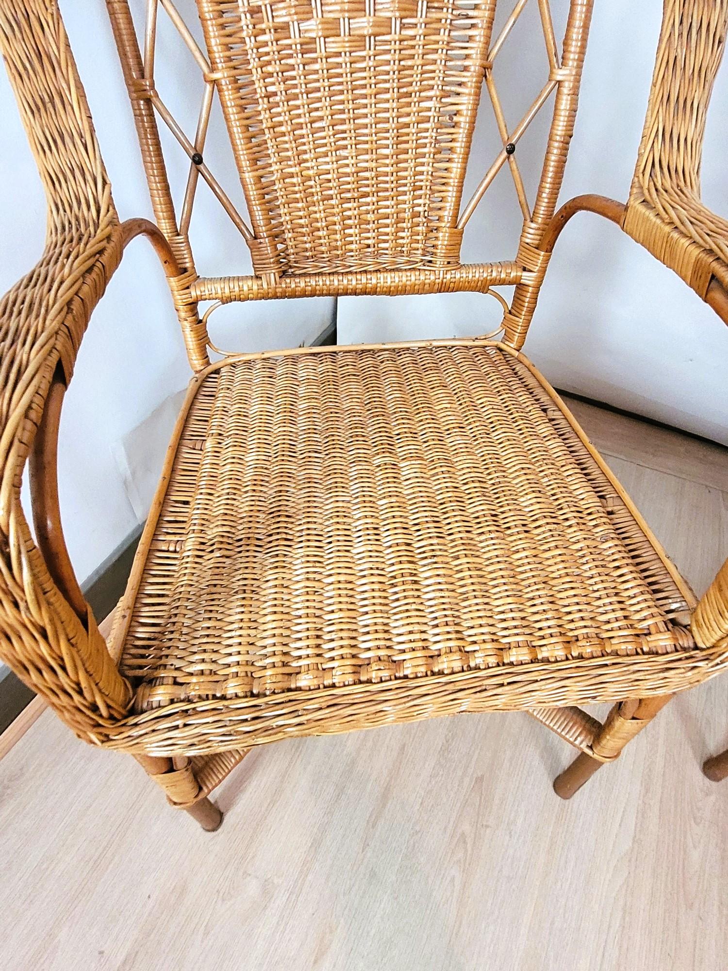 Rare 9 Piece Rattan Living Room Set, Mid 20th Century For Sale 2