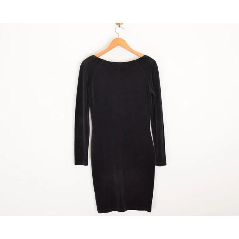 Women's Rare 90's Vintage Moschino 'Cat Face' Velvet Black Long sleeve body con Dress For Sale