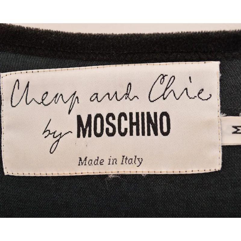 Rare 90's Vintage Moschino 'Cat Face' Velvet Black Long sleeve body con Dress For Sale 1