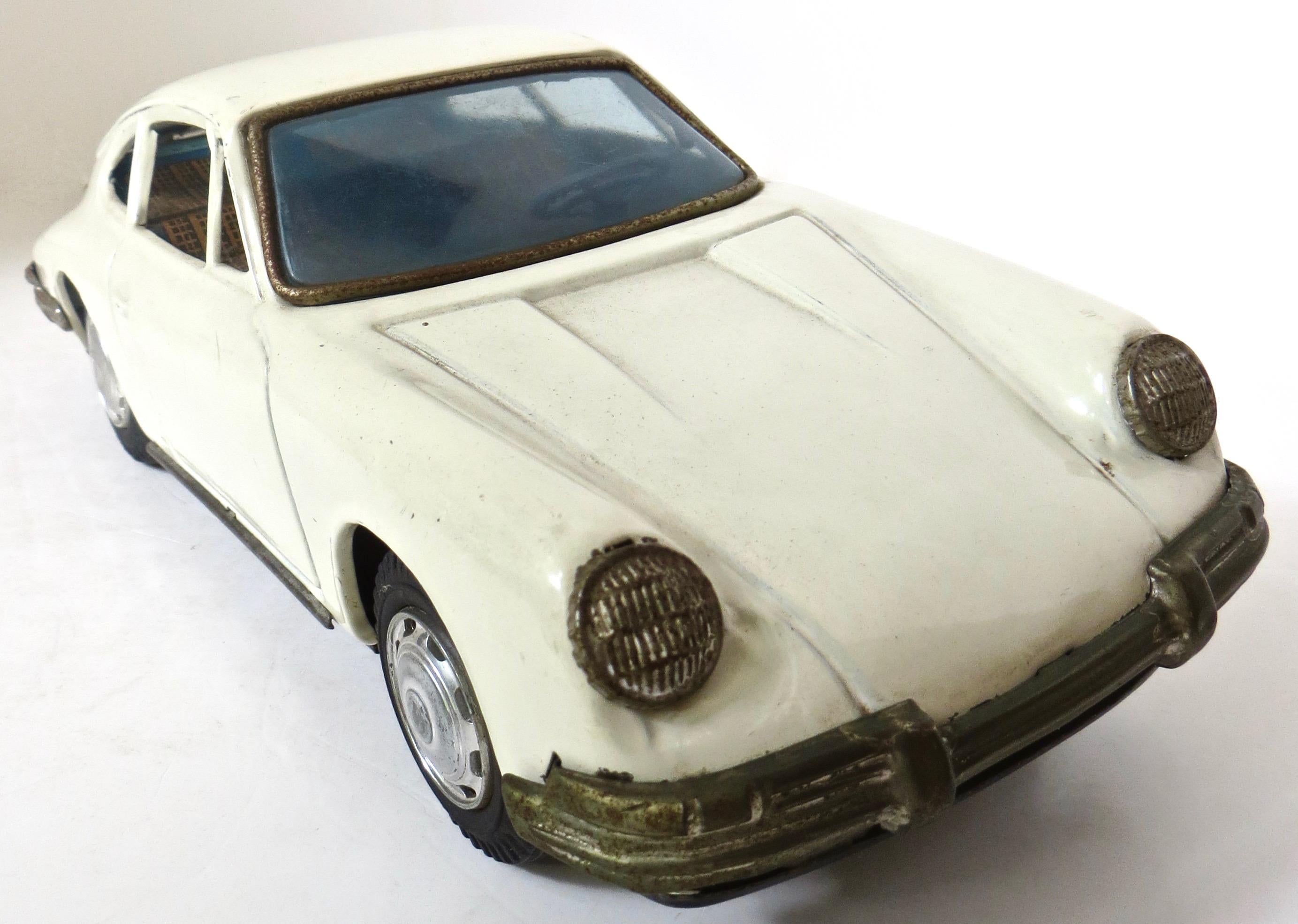 Mid-20th Century Rare 911 Porsche Friction Tin Toy by Bandai Toy Co. Made in Japan Circa 1960's For Sale