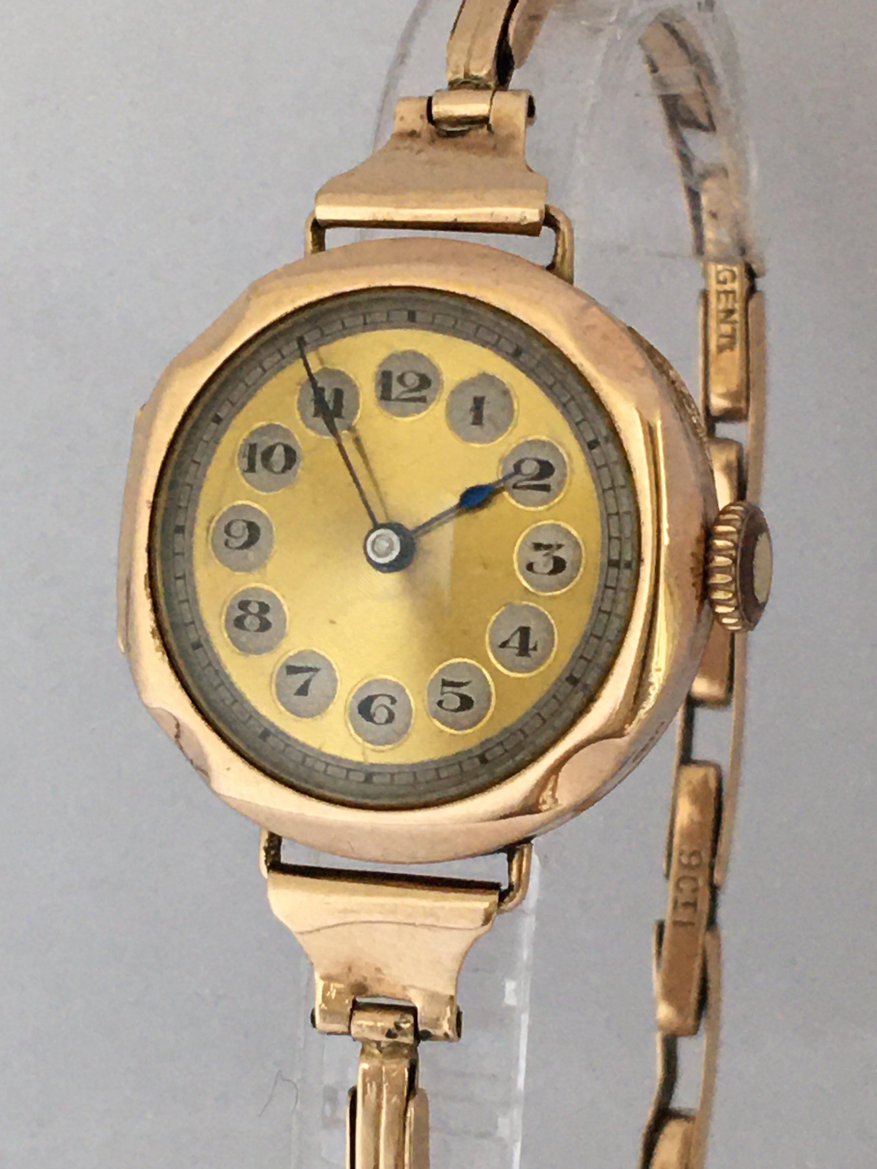 Rare 9 Karat Gold Ladies Antique Mechanical Trench Watch 4
