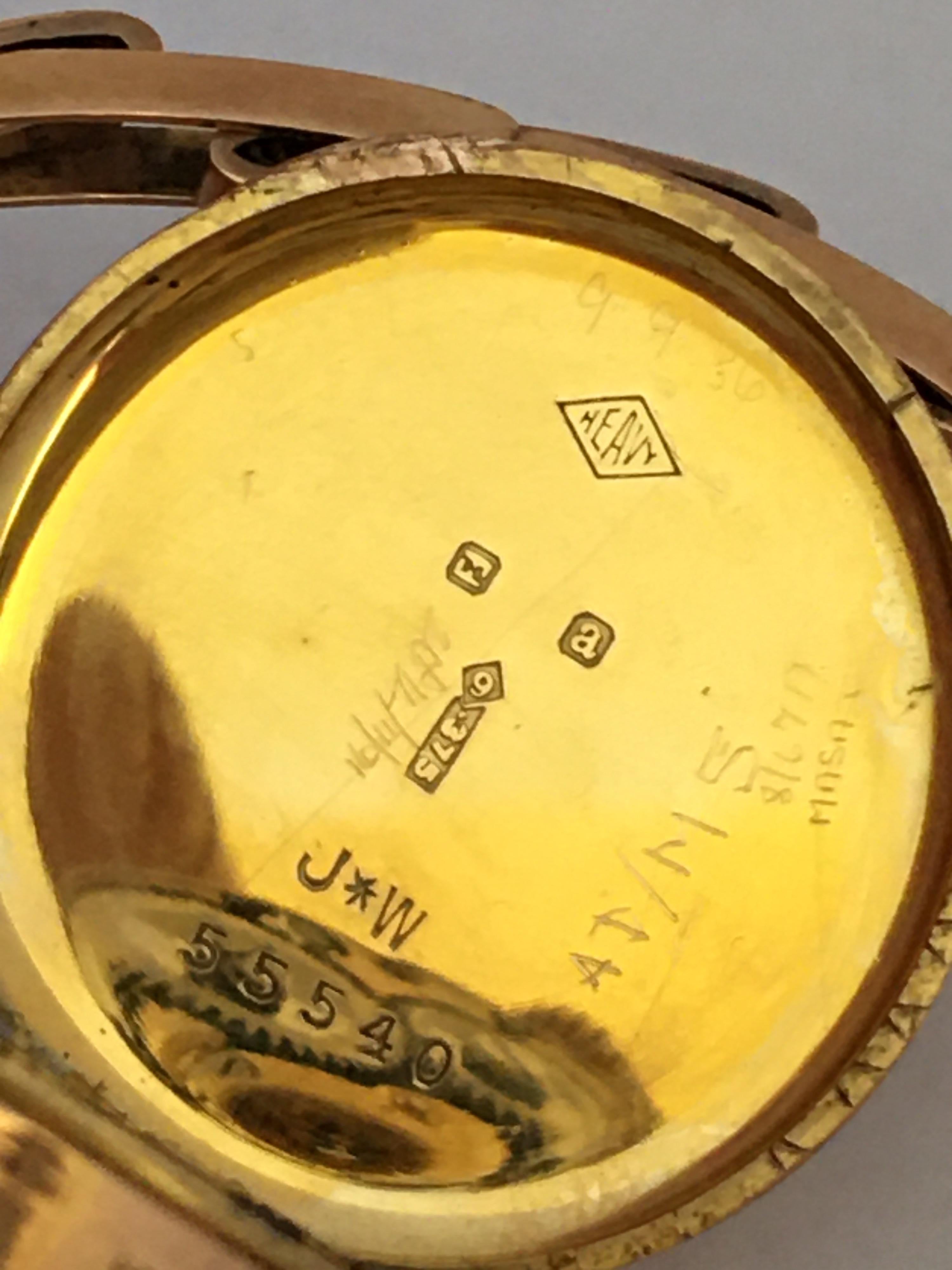 Women's Rare 9 Karat Gold Ladies Antique Mechanical Trench Watch