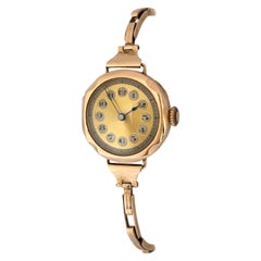 Rare montre mécanique ancienne en or 9 carats pour femmes - Trench Watch