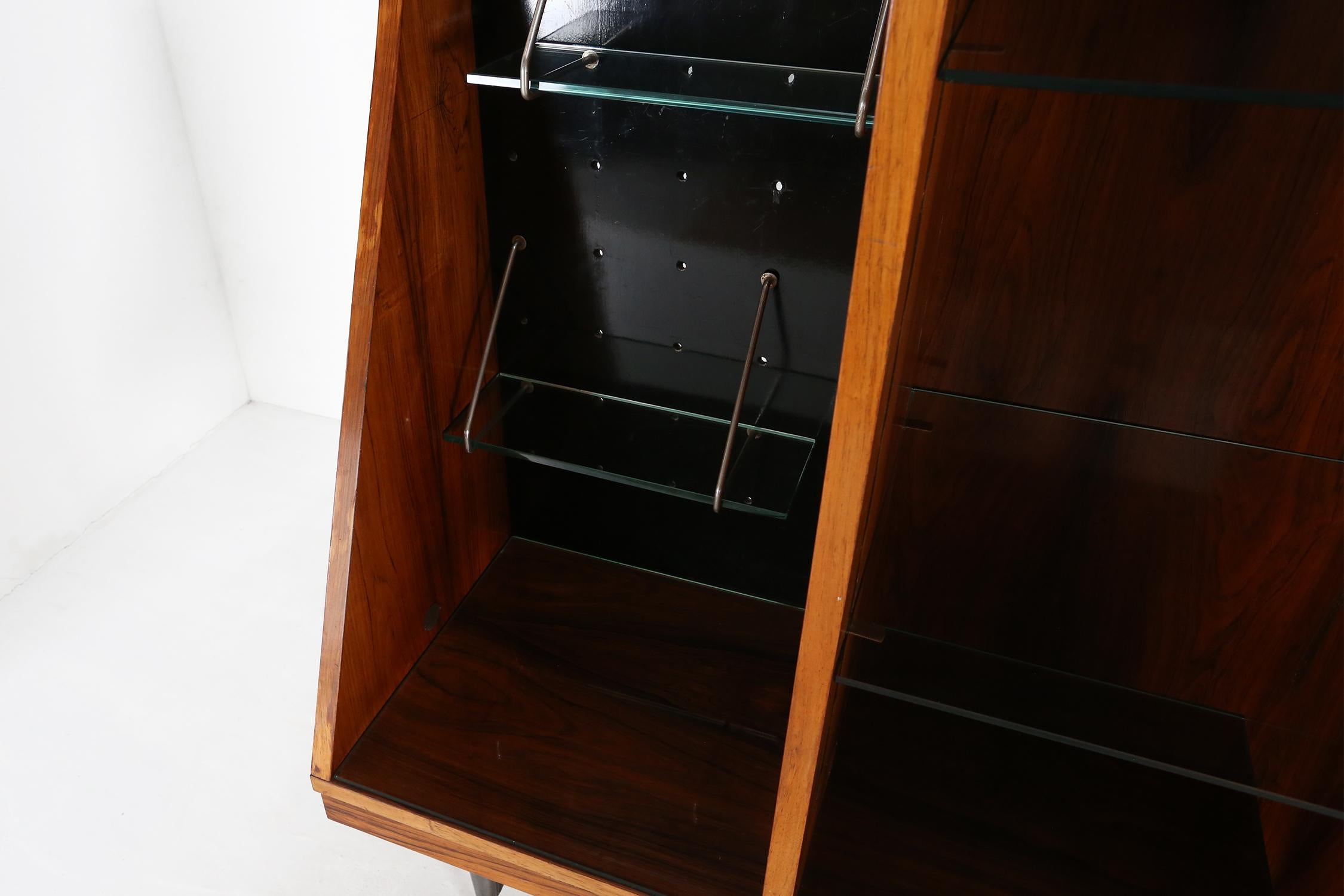 Rare A-geometrically Italian Mid-century cabinet in rosewood, 1960s For Sale 3
