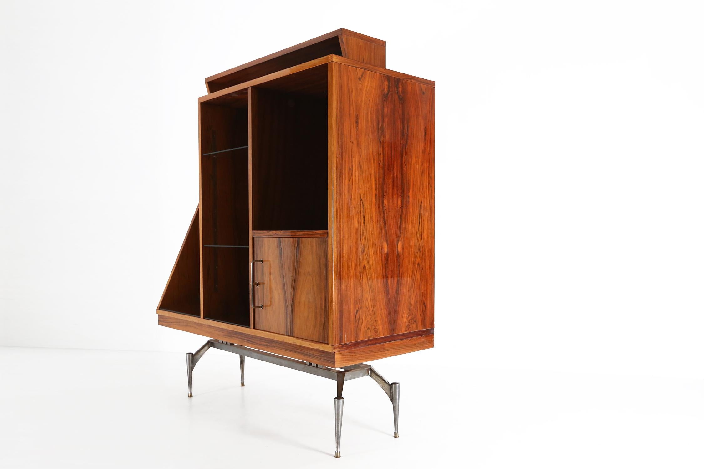 Mid-Century Modern Rare A-geometrically Italian Mid-century cabinet in rosewood, 1960s For Sale