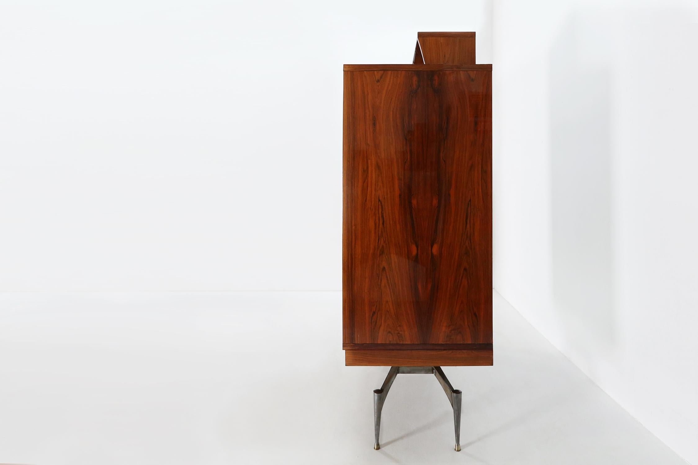 Cast Rare A-geometrically Italian Mid-century cabinet in rosewood, 1960s For Sale