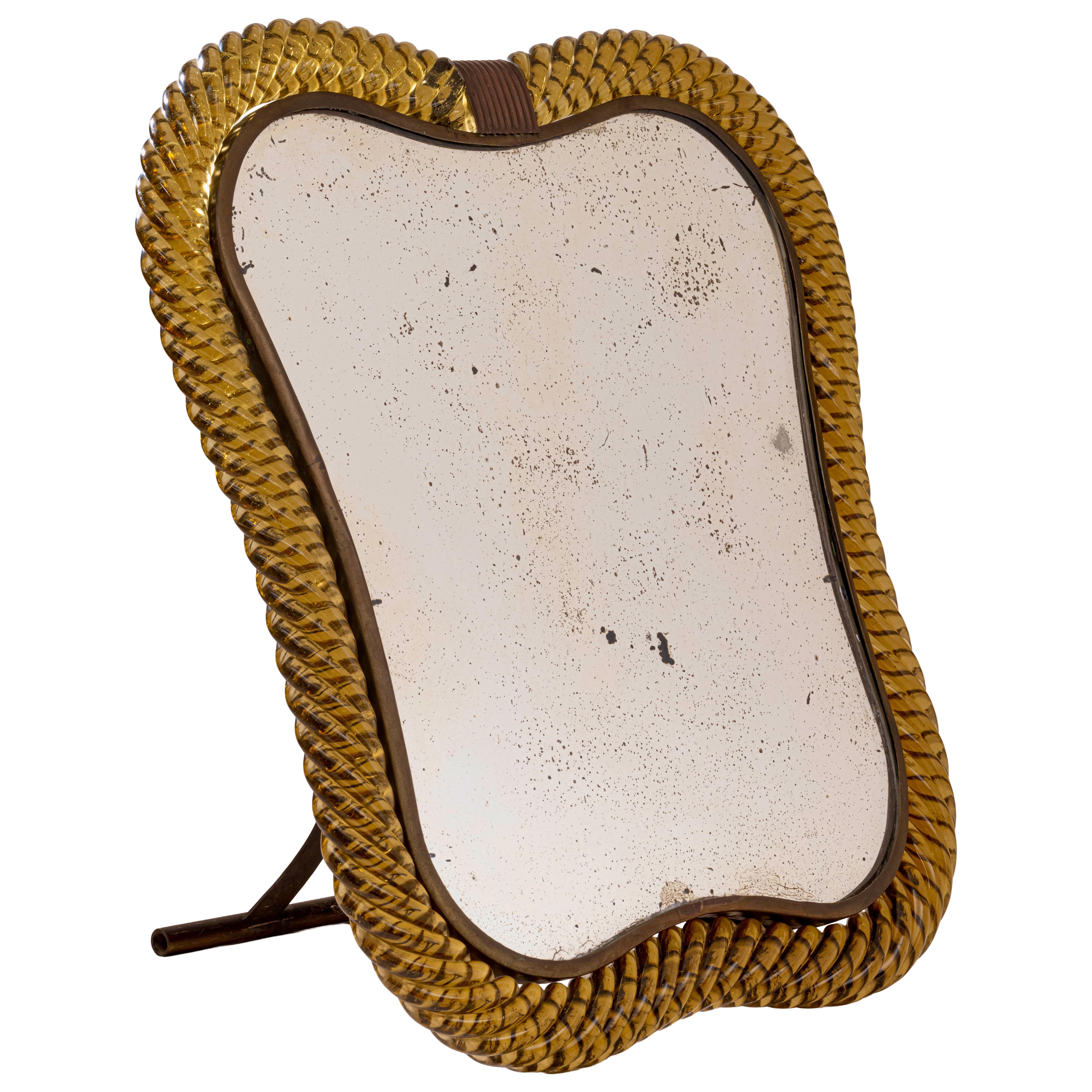 Rare 
A Treccia
 Coloured Glass Vanity Mirror by Seguso, Murano, Italy, c. 1935 im Angebot