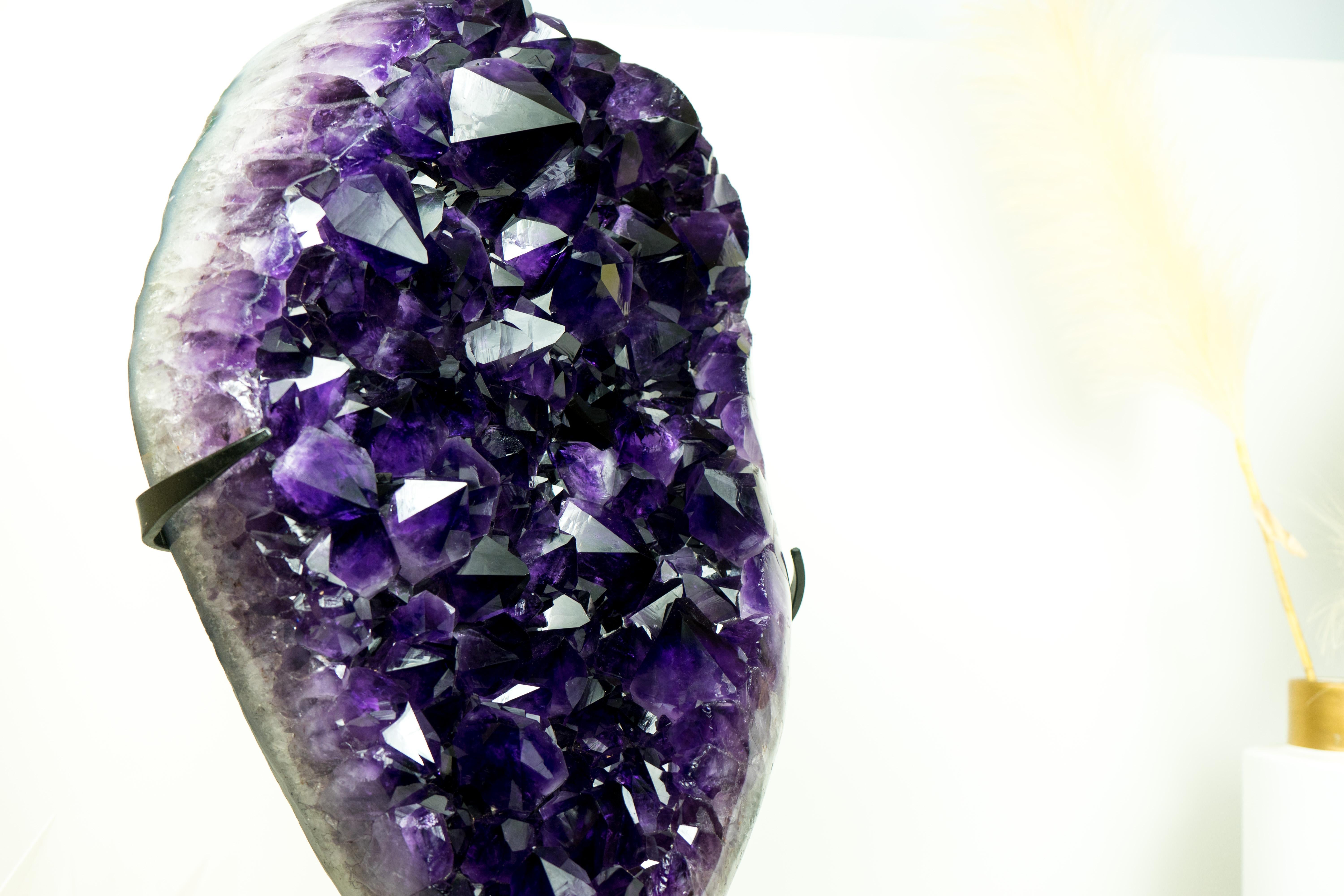 Rare AAA Amethyst Cluster with Large, Luxurious Grape Jelly Purple Druzy Points For Sale 4