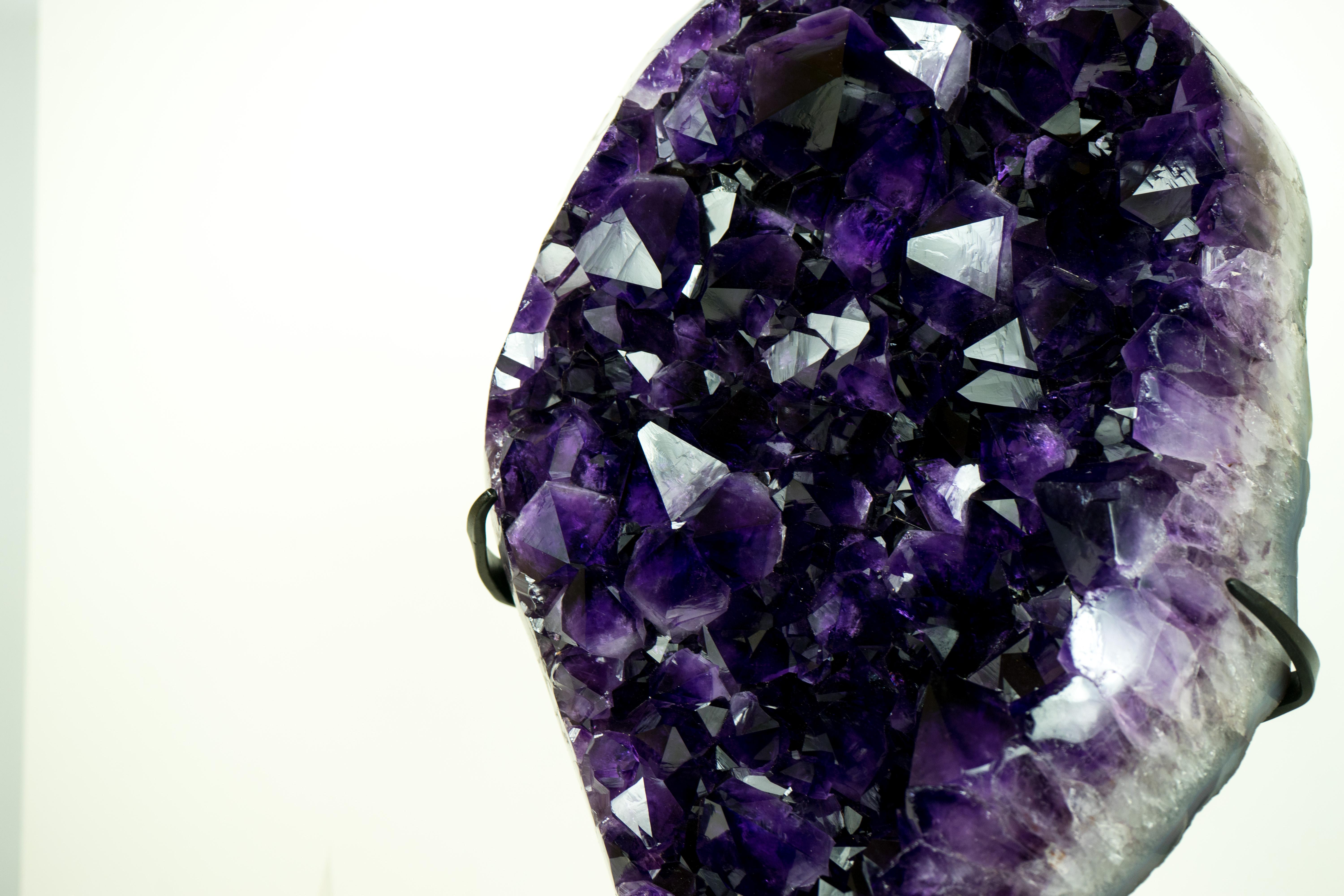 Rare AAA Amethyst Cluster with Large, Luxurious Grape Jelly Purple Druzy Points For Sale 5