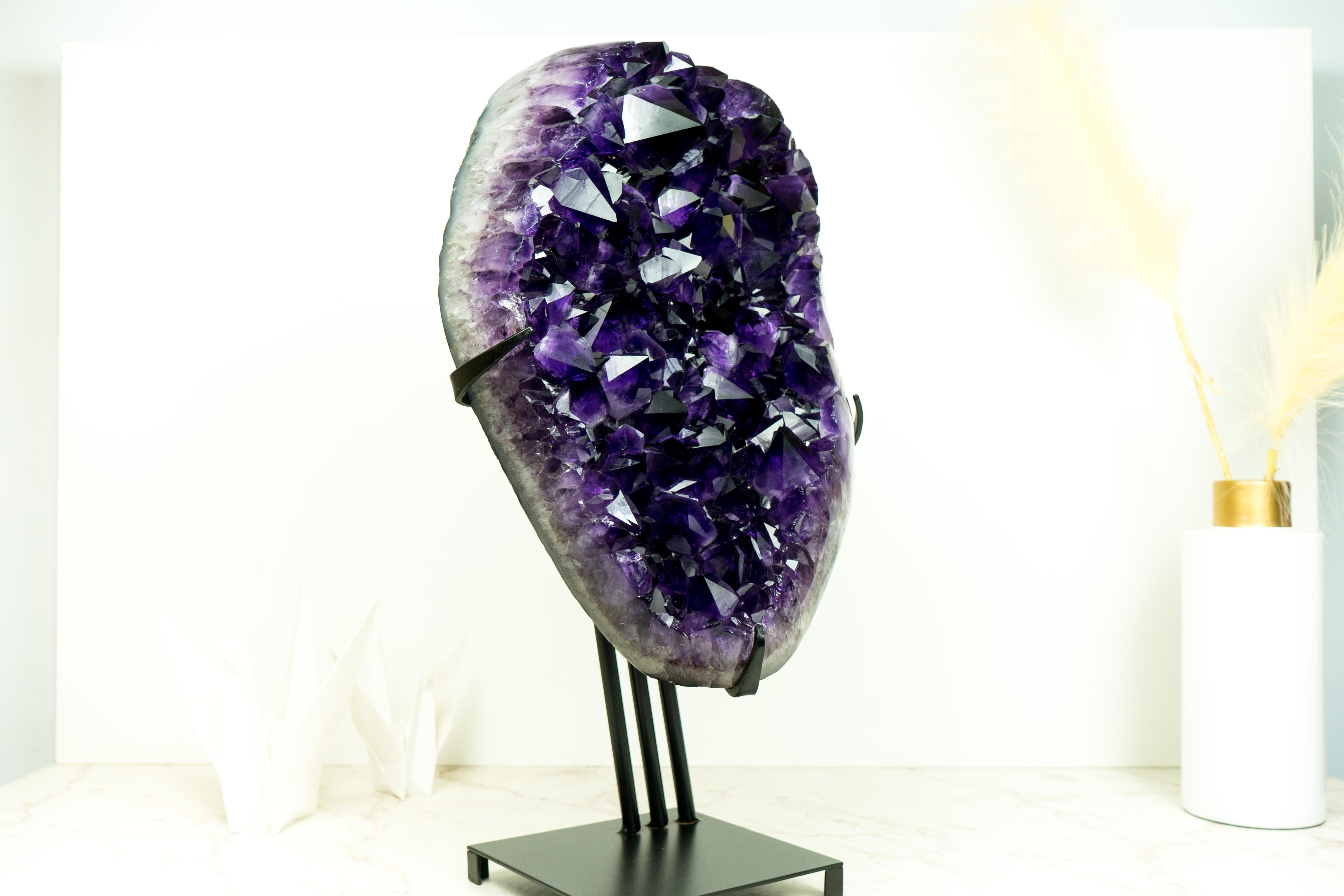 Rare AAA Amethyst Cluster with Large, Luxurious Grape Jelly Purple Druzy Points For Sale 6