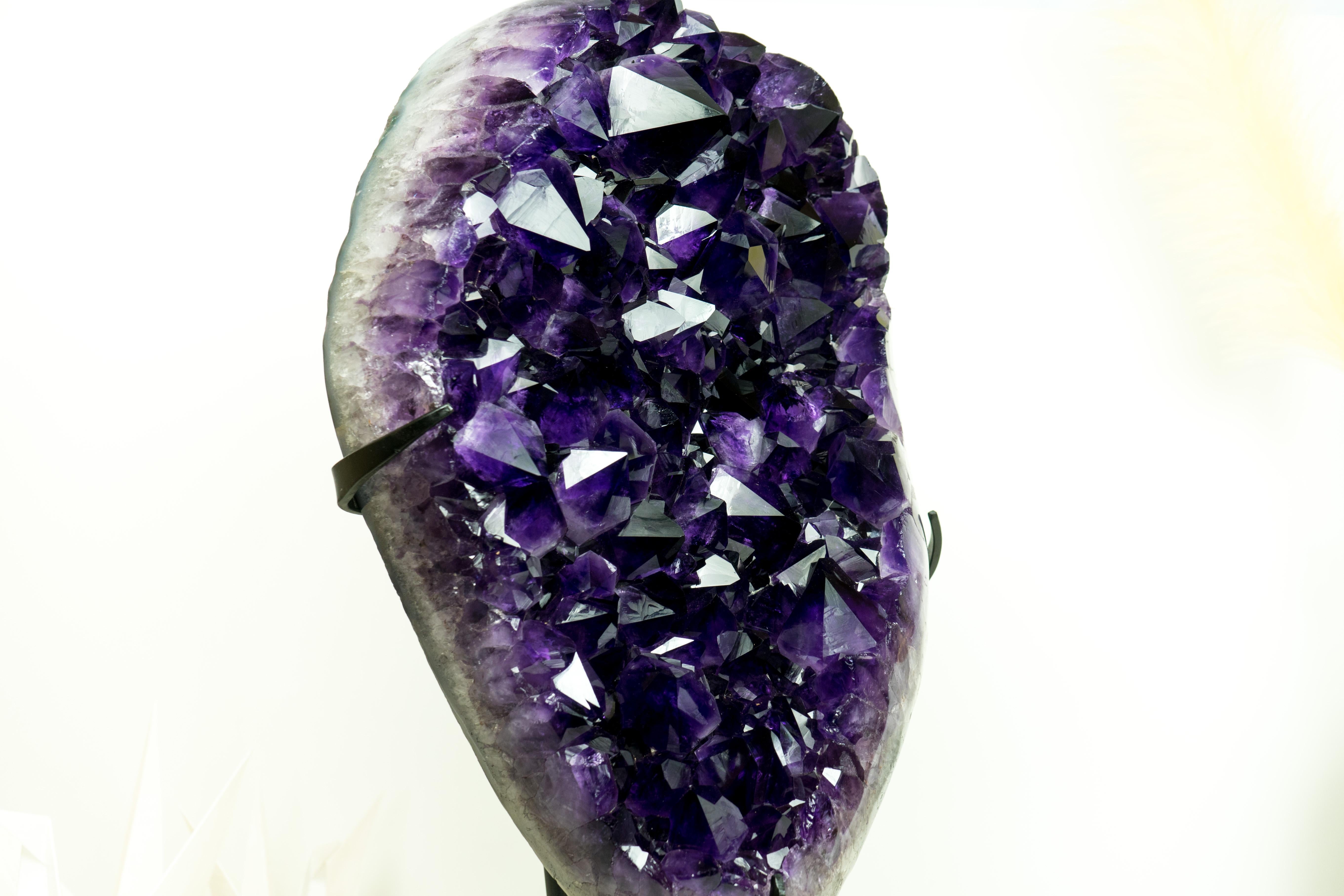 Rare AAA Amethyst Cluster with Large, Luxurious Grape Jelly Purple Druzy Points For Sale 7