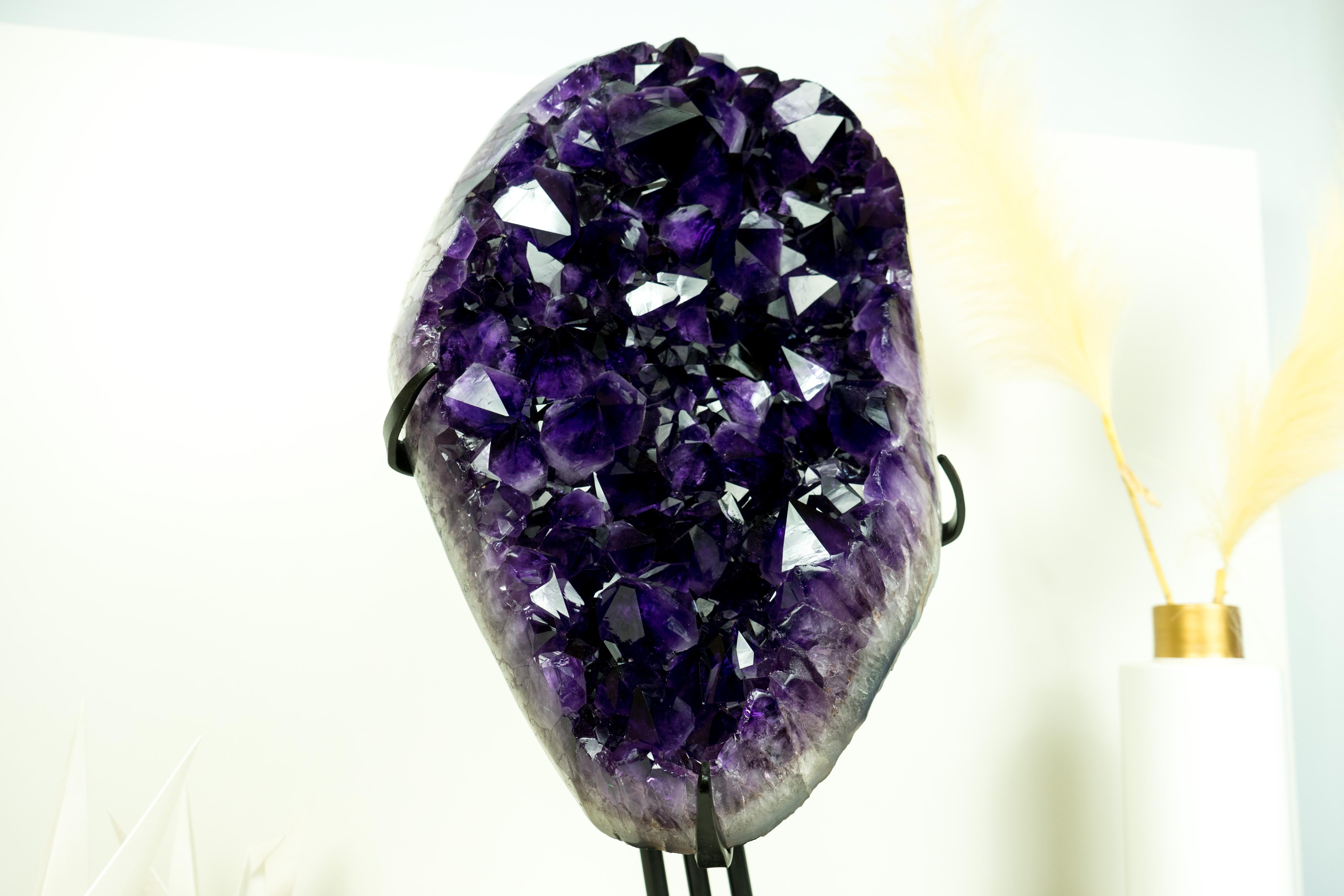 Rare AAA Amethyst Cluster with Large, Luxurious Grape Jelly Purple Druzy Points For Sale 10