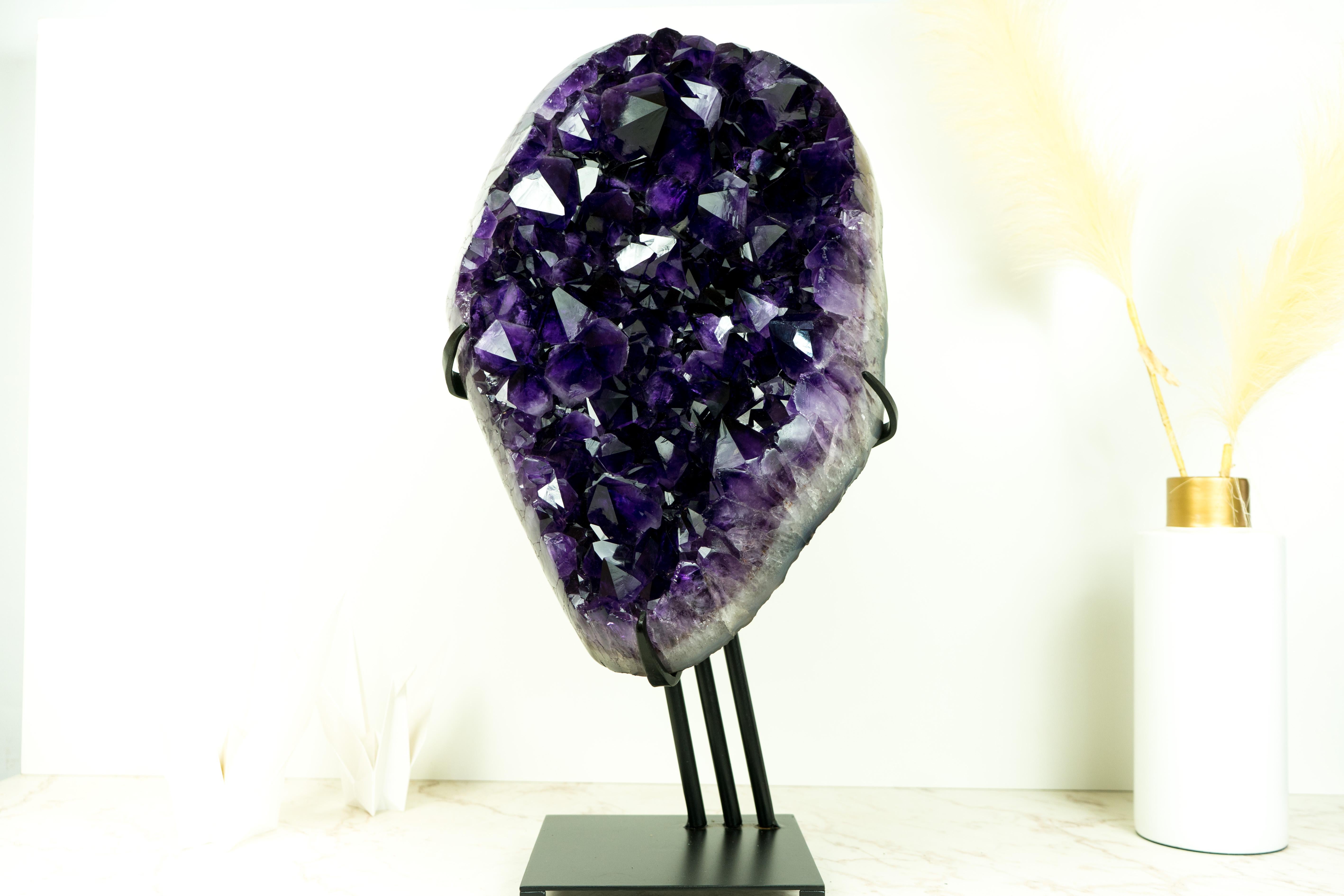 Sculptural, X-Large Amethyst Cluster with AAA Deep, Intense Purple (AKA Siberian, Grape Jelly) Druzy

▫️ Description

This stunning Amethyst geode piece is a luxurious statement of natural beauty. With an intense grape-juice (grape-jelly) purple