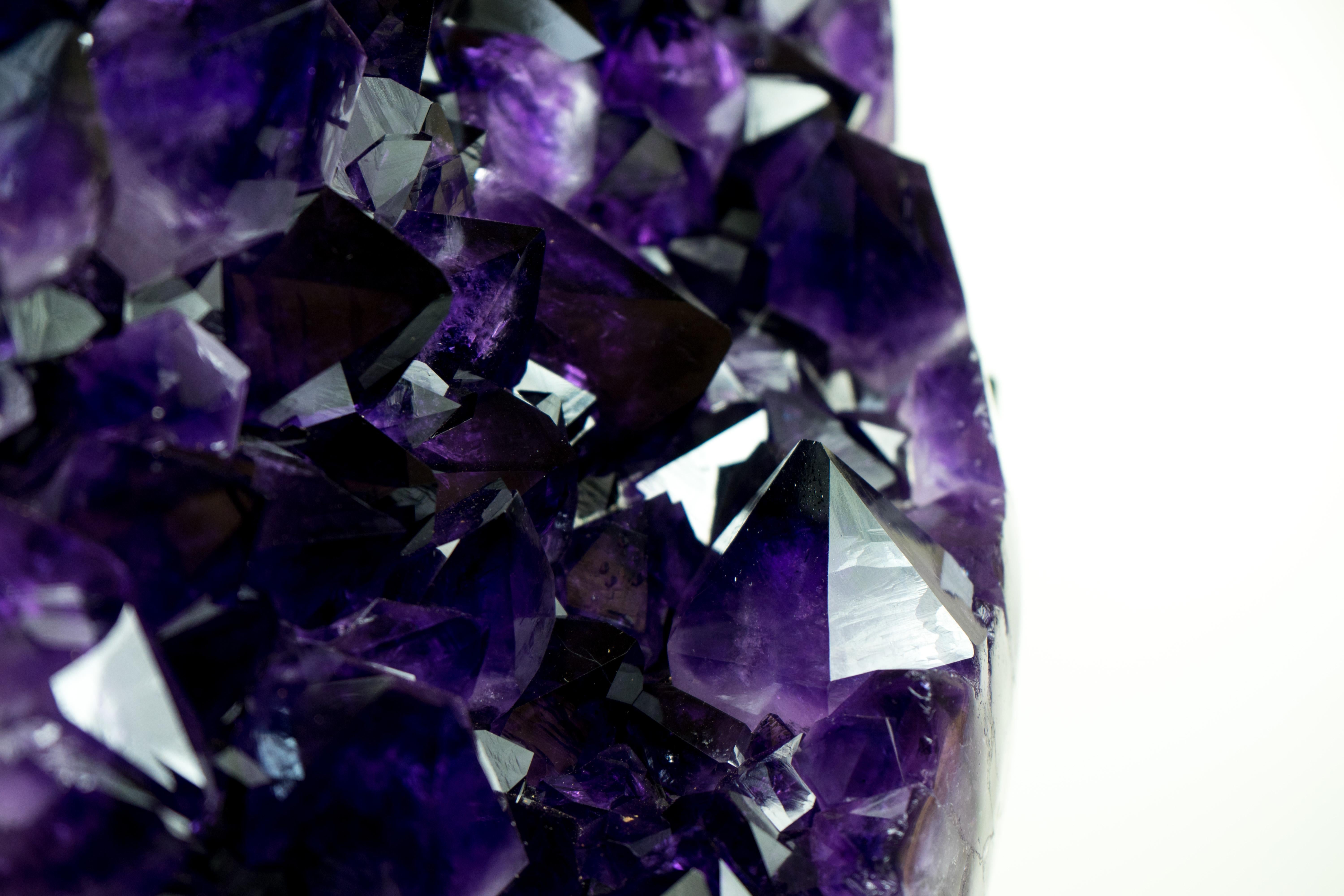 Brazilian Rare AAA Amethyst Cluster with Large, Luxurious Grape Jelly Purple Druzy Points For Sale